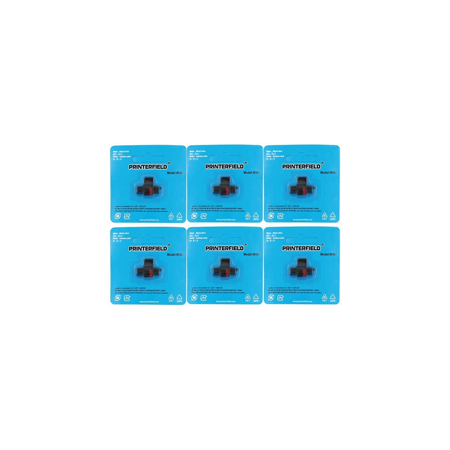 Rouleau de rechange de ruban d’encre pour calculatrice compatible IR-40T pour Casio, Sharp et plus encore - Noir et rouge