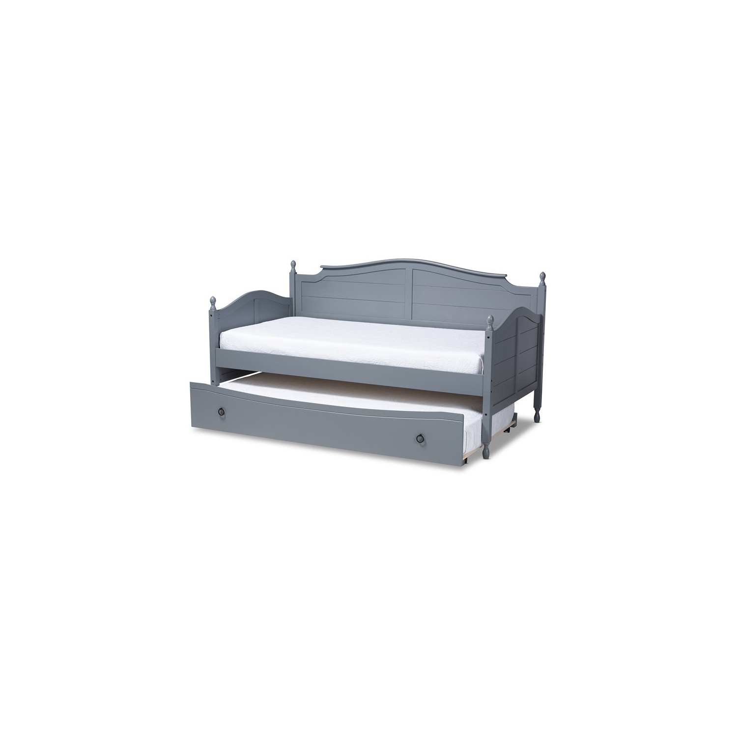 Lit de repos simple en bois gris avec lit gigogne de Bowery Hill