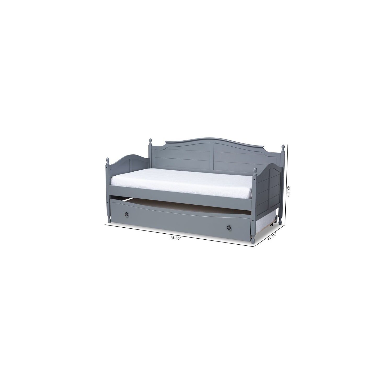 Lit de repos simple en bois gris avec lit gigogne de Bowery Hill