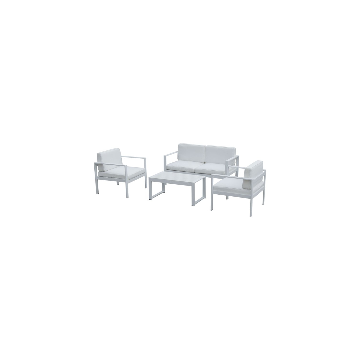 Pangea Home Karen 4-piece Modern Aluminum Frame Outdoor Sofa Set in White
