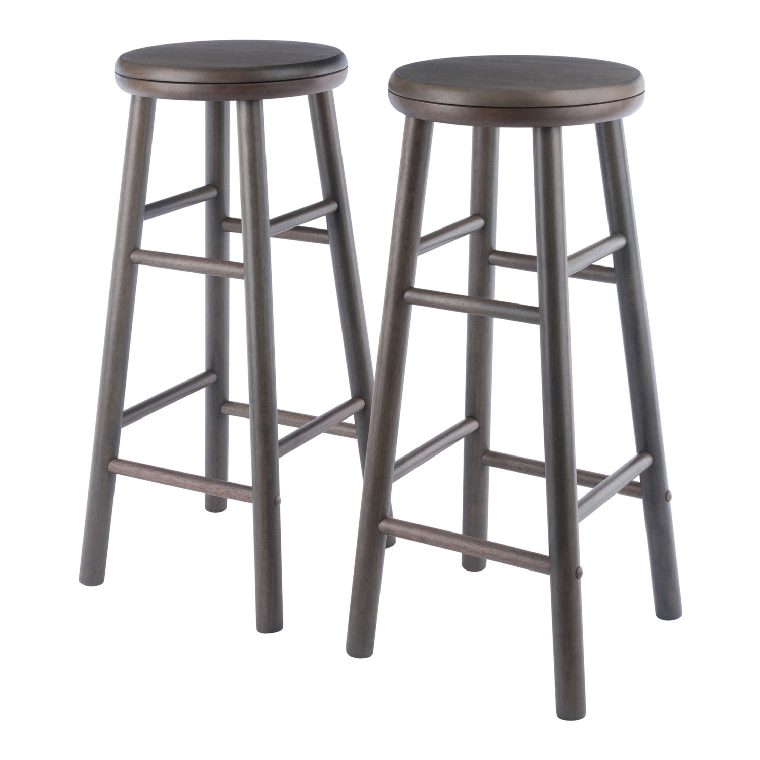 Priyas Home Goods Shelby 2 Piece Swivel Seat Bar Stool Set, Oyster Gray