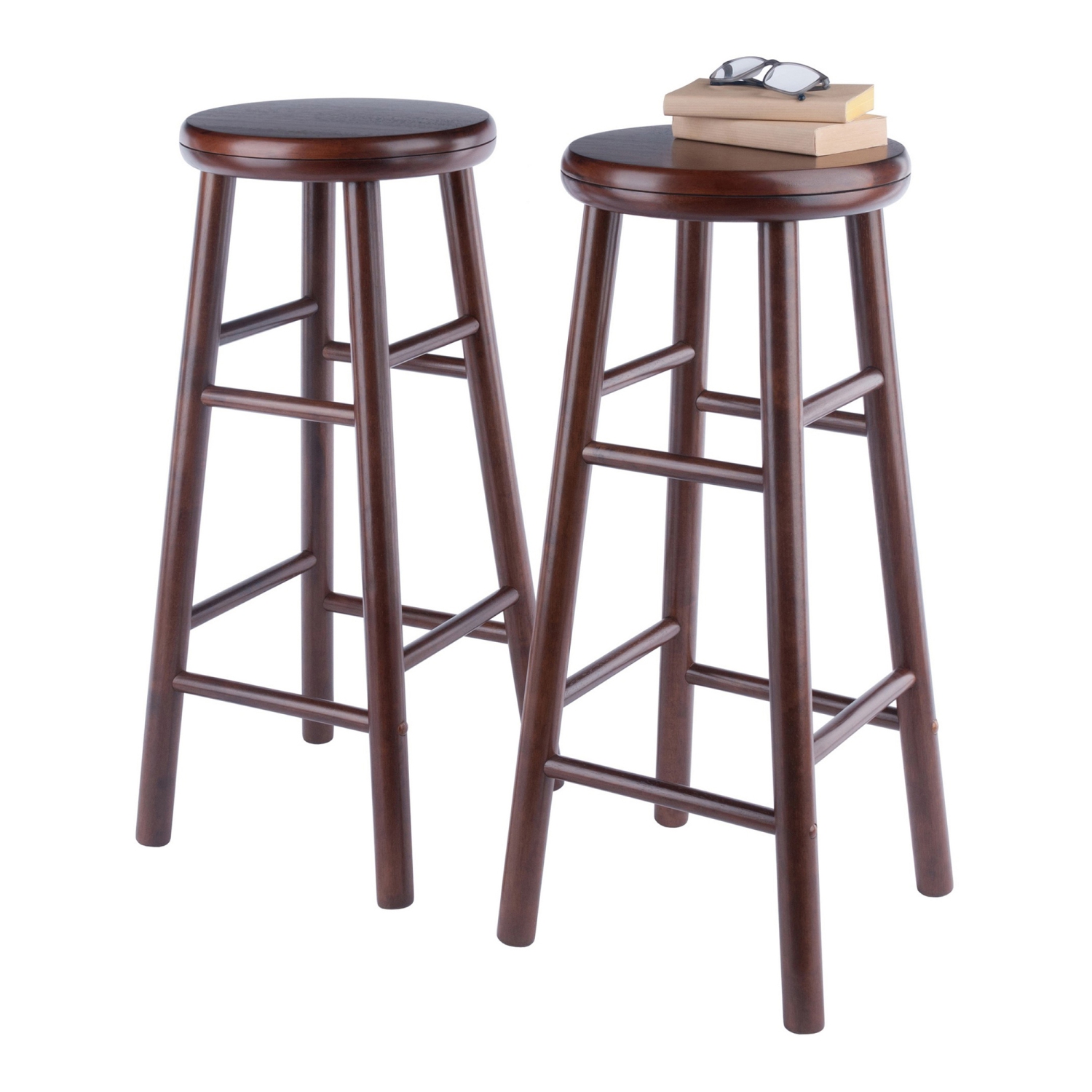 Ensemble de 2 tabourets de bar à siège pivotant Wood Selby - noyer