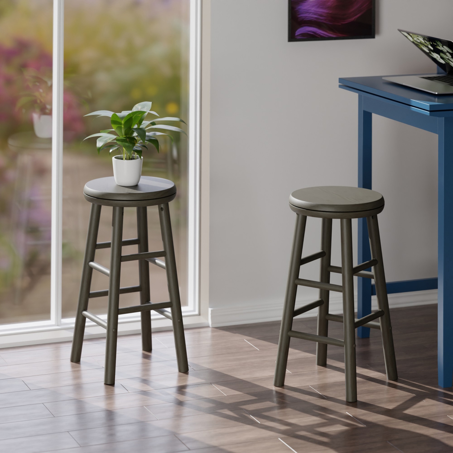Shelby 2-Piece Swivel Seat Counter Stool Set - Oyster Gray