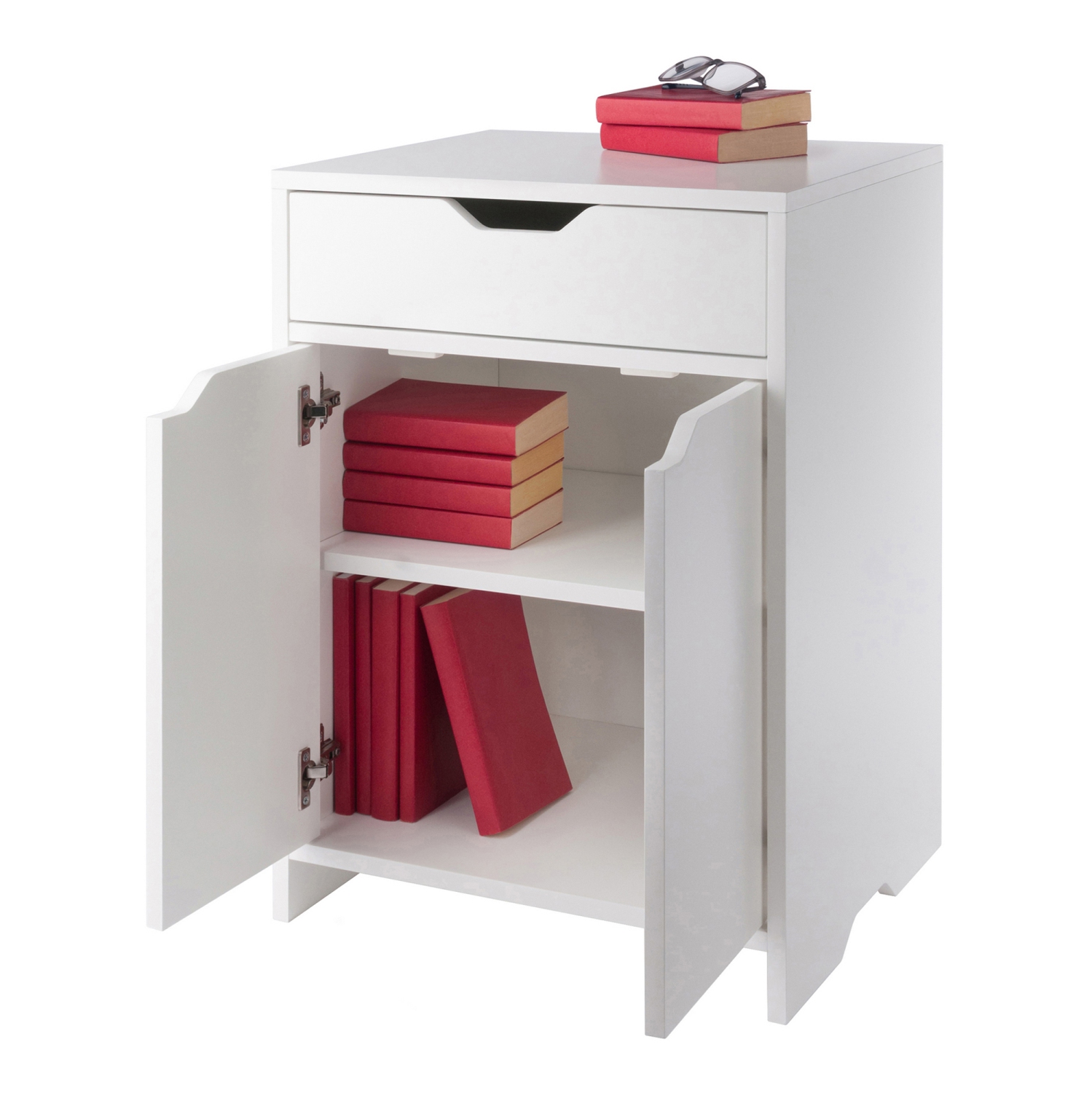 Armoire de rangement à 2 tablettes Nova avec armoire de rangement à 1 tiroir - Blanc