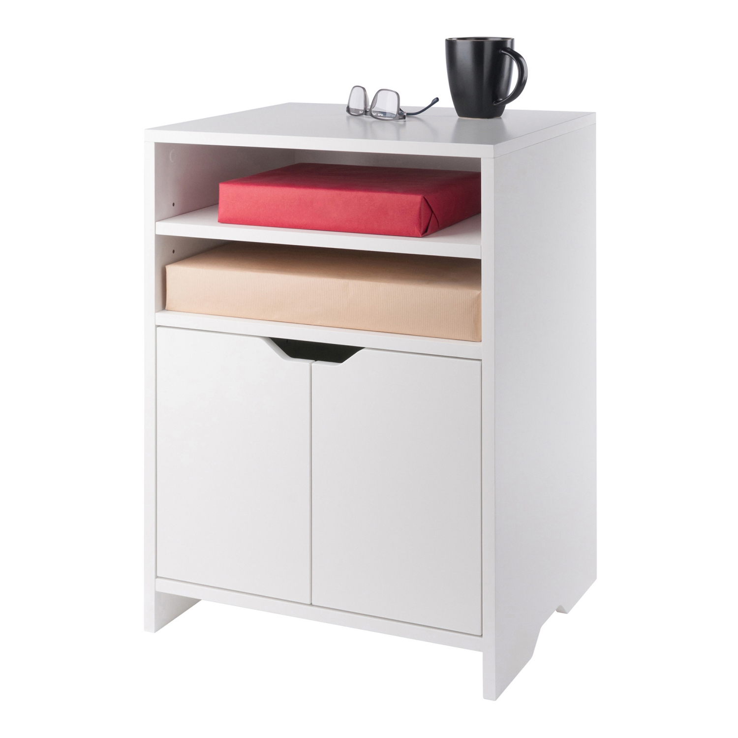 Priyas Home Goods Nova Armoire de rangement à étagère ouverte Blanc