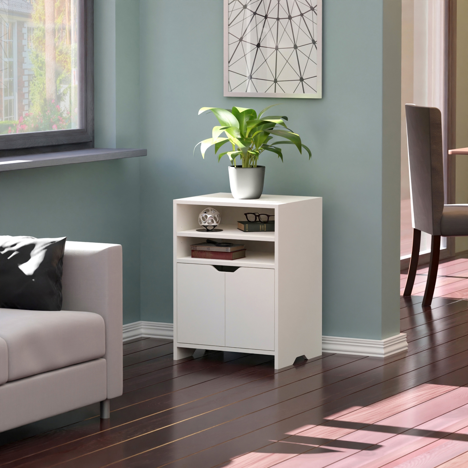 Priyas Home Goods Nova Armoire de rangement à étagère ouverte Blanc