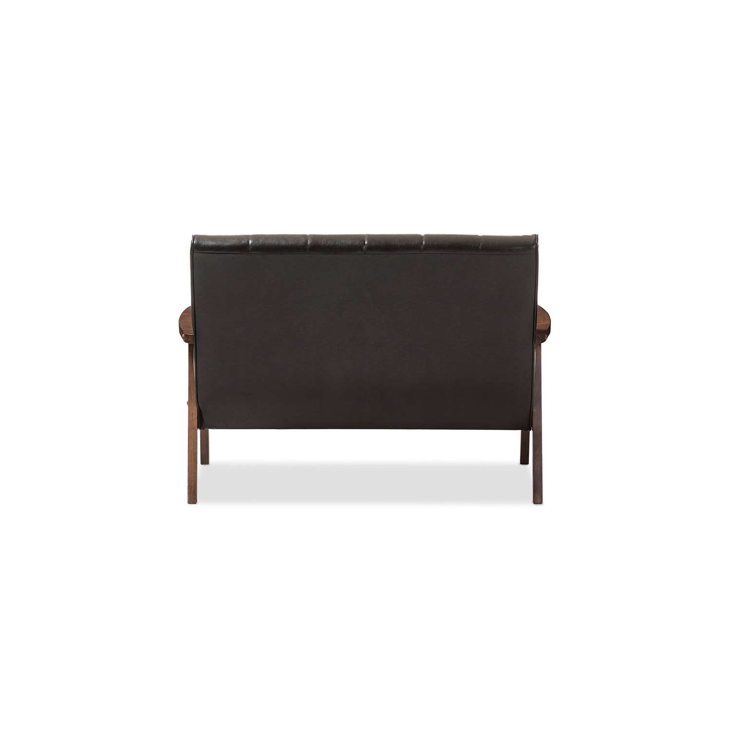 Baxton Studio – Causeuse en similicuir Nikko, espresso foncé et noyer