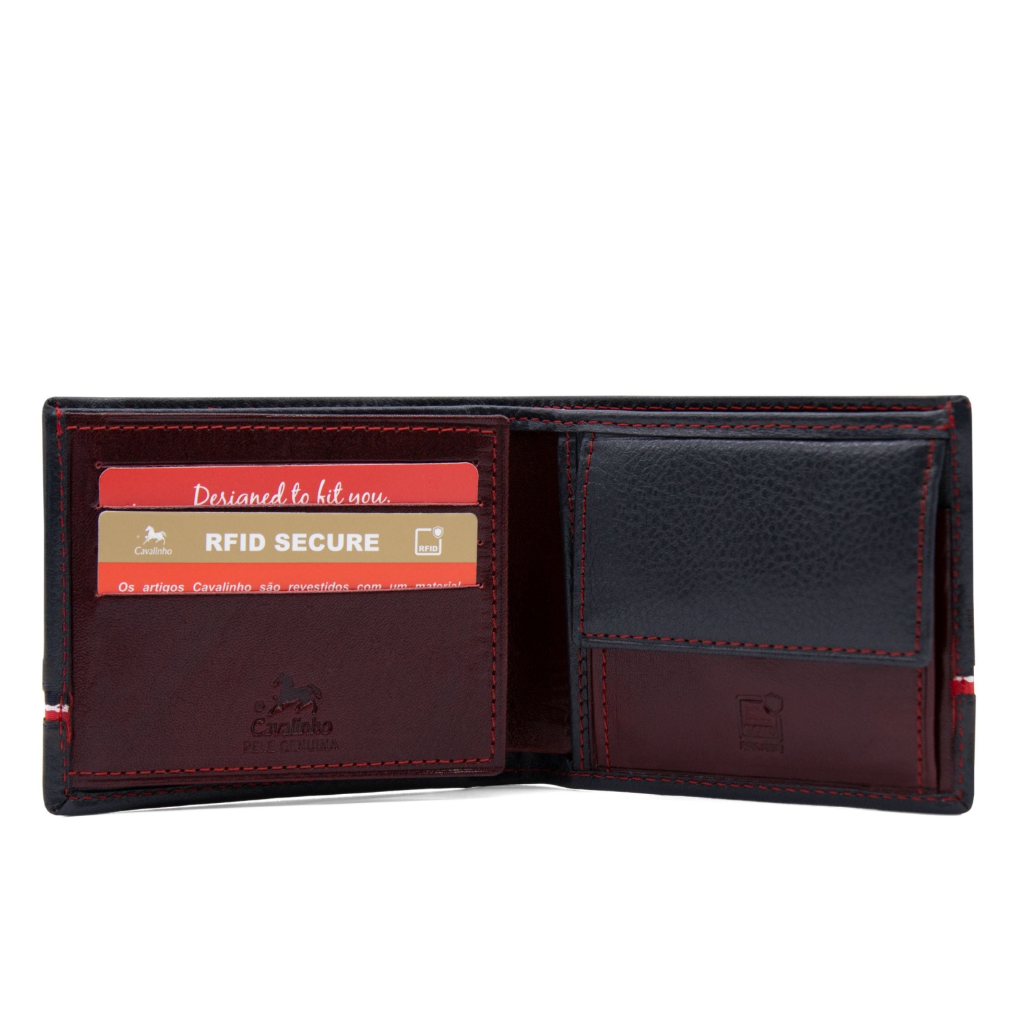 Cavalinho Trifold Leather Wallet - Navy - handmade in Portugal & RFID protected