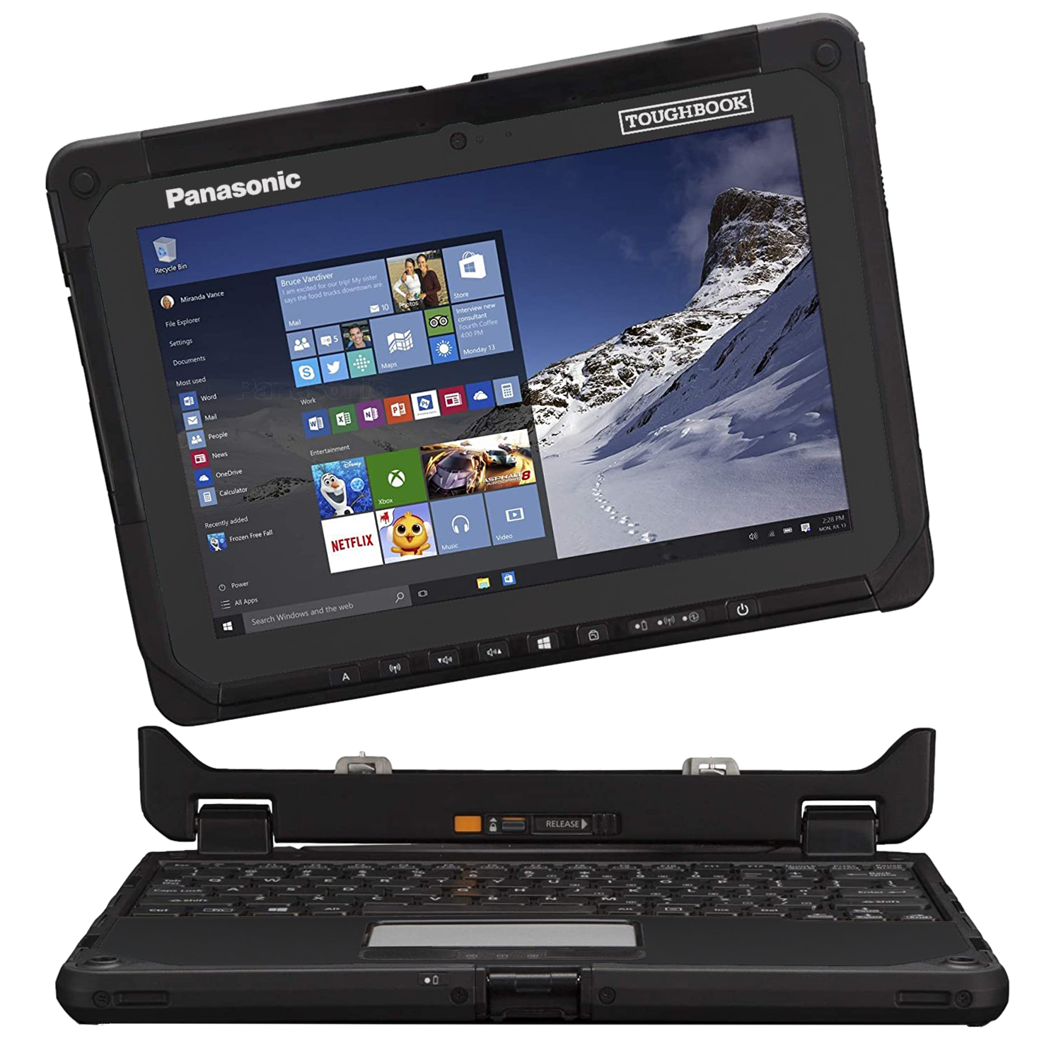 Remis à neuf – Noir Toughbook CF-20 de Panasonic – caméra Web HD – tablette portable 2-en-1 – écran tactile – disque SSD 2 To – clavier