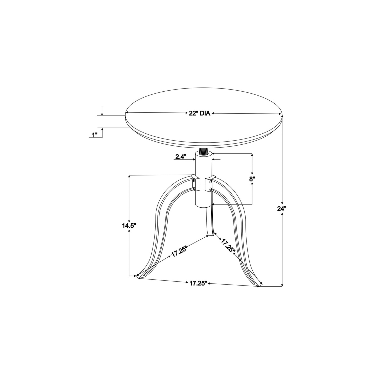 Round Wood End Table With Adjustable Height - Brown