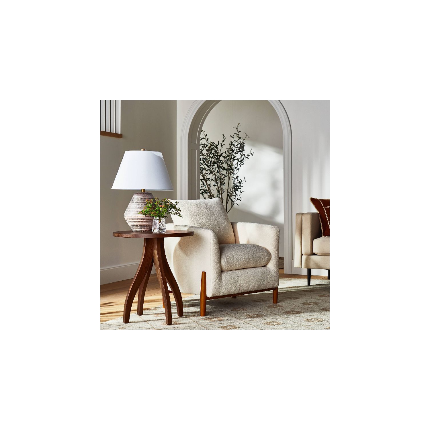 Surfside Round Wood Knock Down Accent Table With Curved Legs Brown