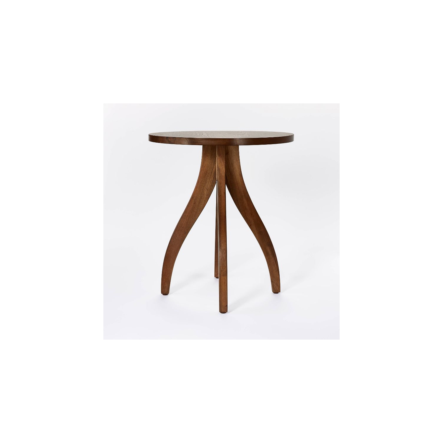 Surfside Round Wood Knock Down Accent Table With Curved Legs Brown