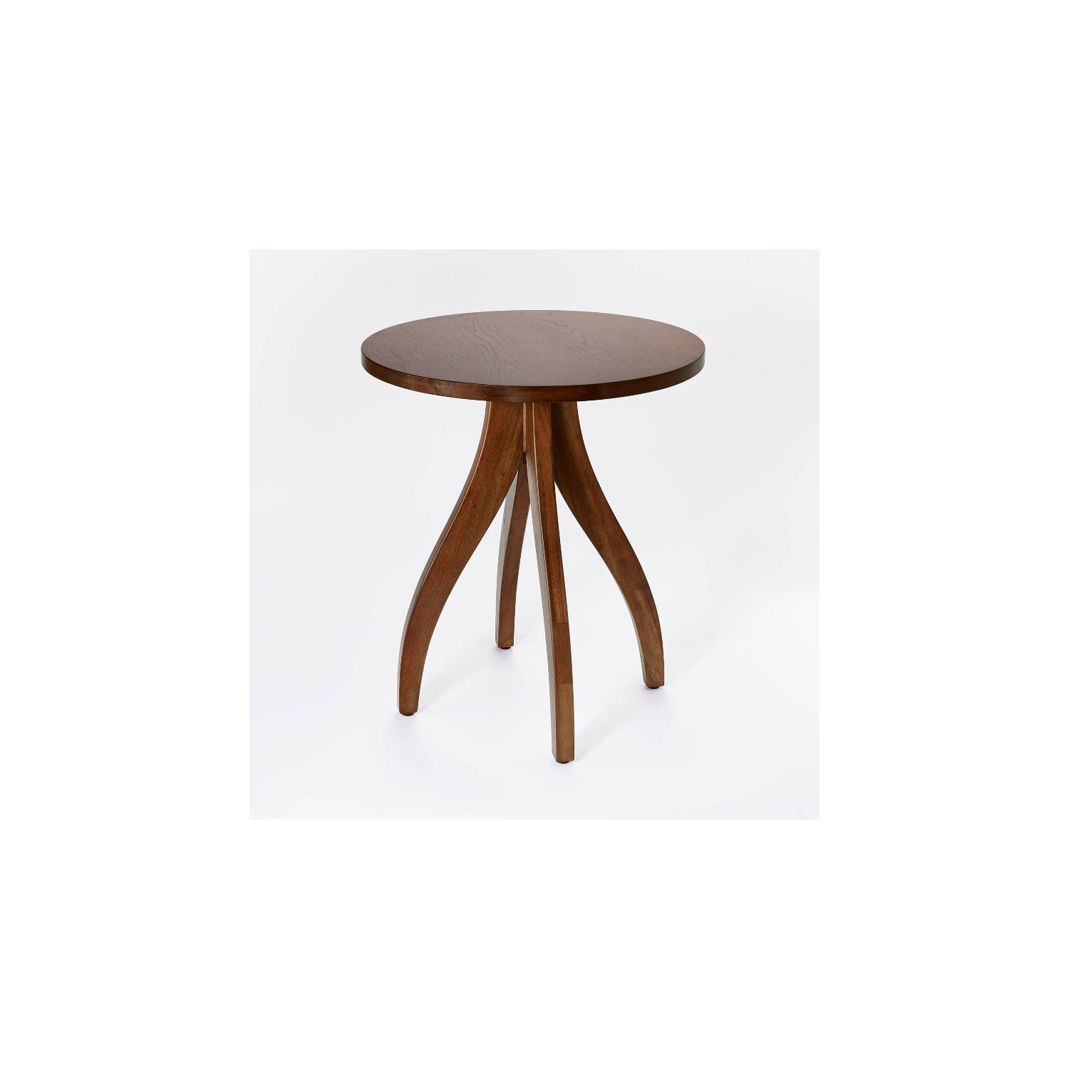 Surfside factory Round Wood Knock Down Accent Table with Curved Legs Brown