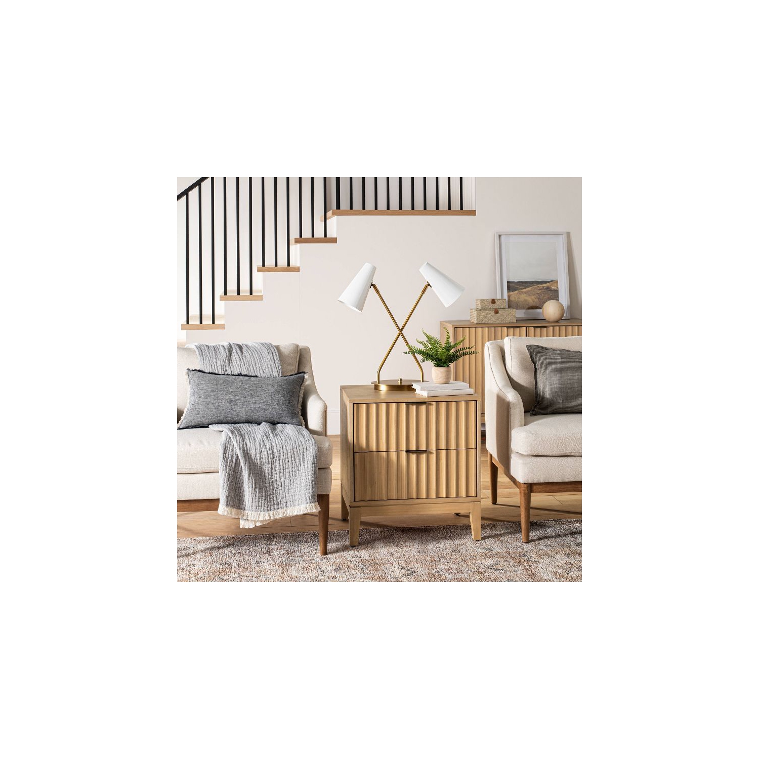 Thousand Oaks Wood Scalloped End Table With Drawers - Brown