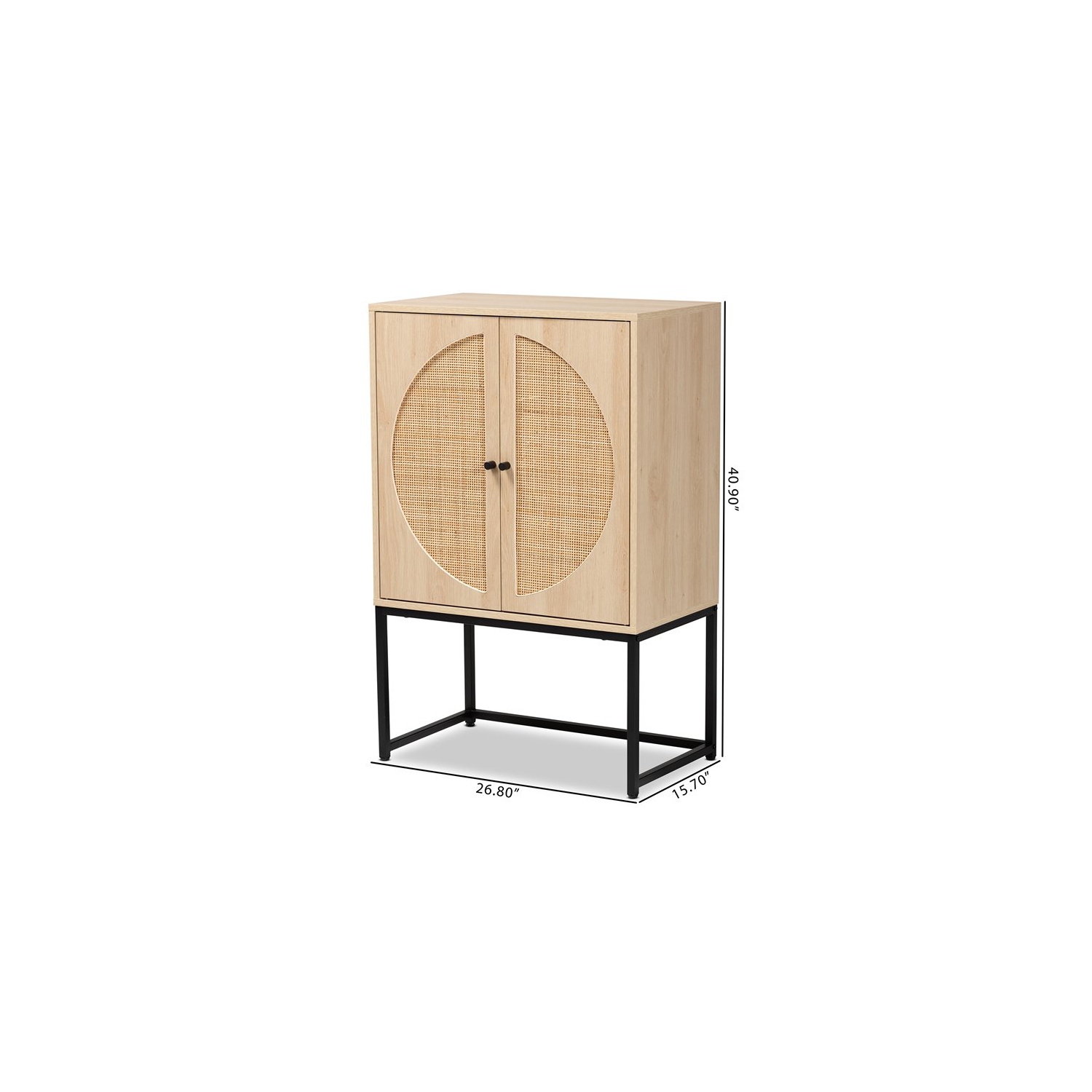 Baxton Studio Ardon Light Brown Finished Wood and Metal 2-Door Storage Cabinet