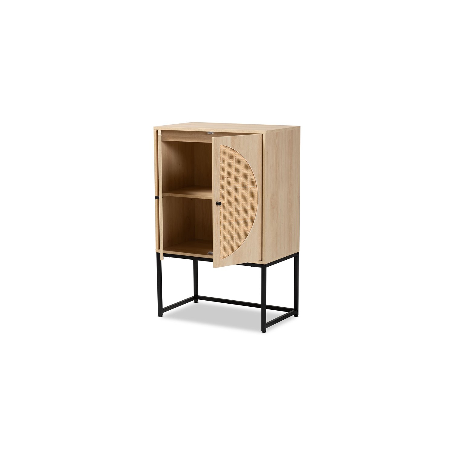 Baxton Studio Ardon Light Brown Finished Wood and Metal 2-Door Storage Cabinet