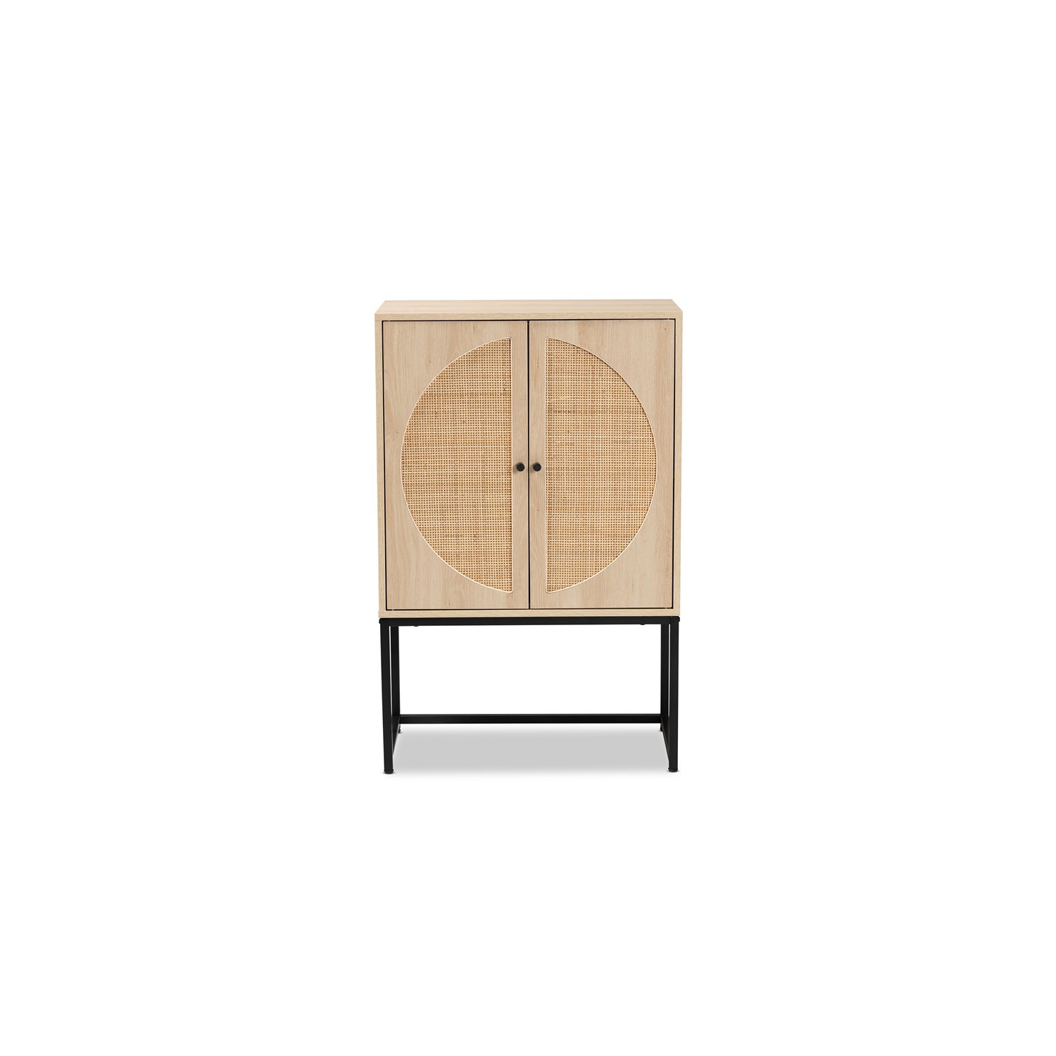 Baxton Studio Ardon Light Brown Finished Wood and Metal 2-Door Storage Cabinet