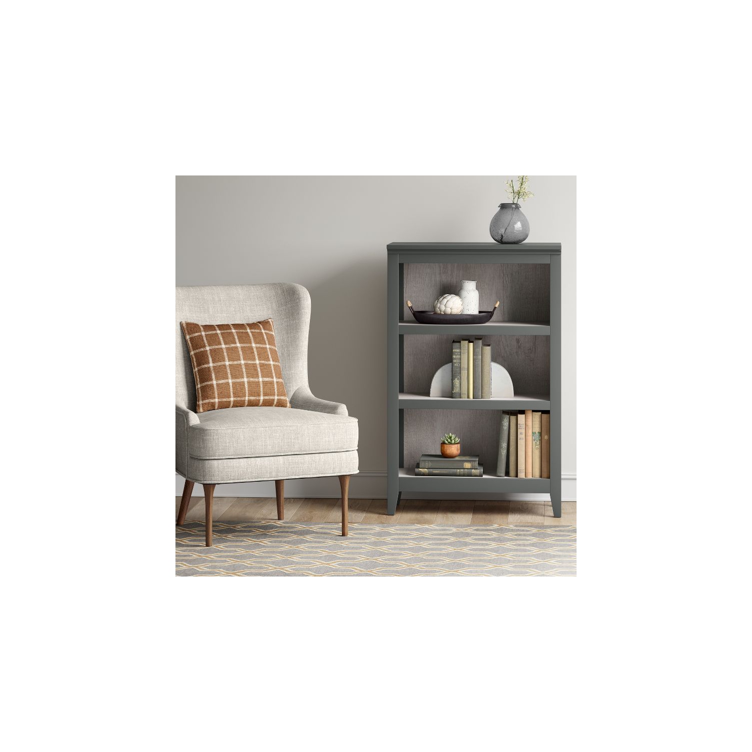 Bibliothèque Carson de 48 po à 3 tablettes - Gris