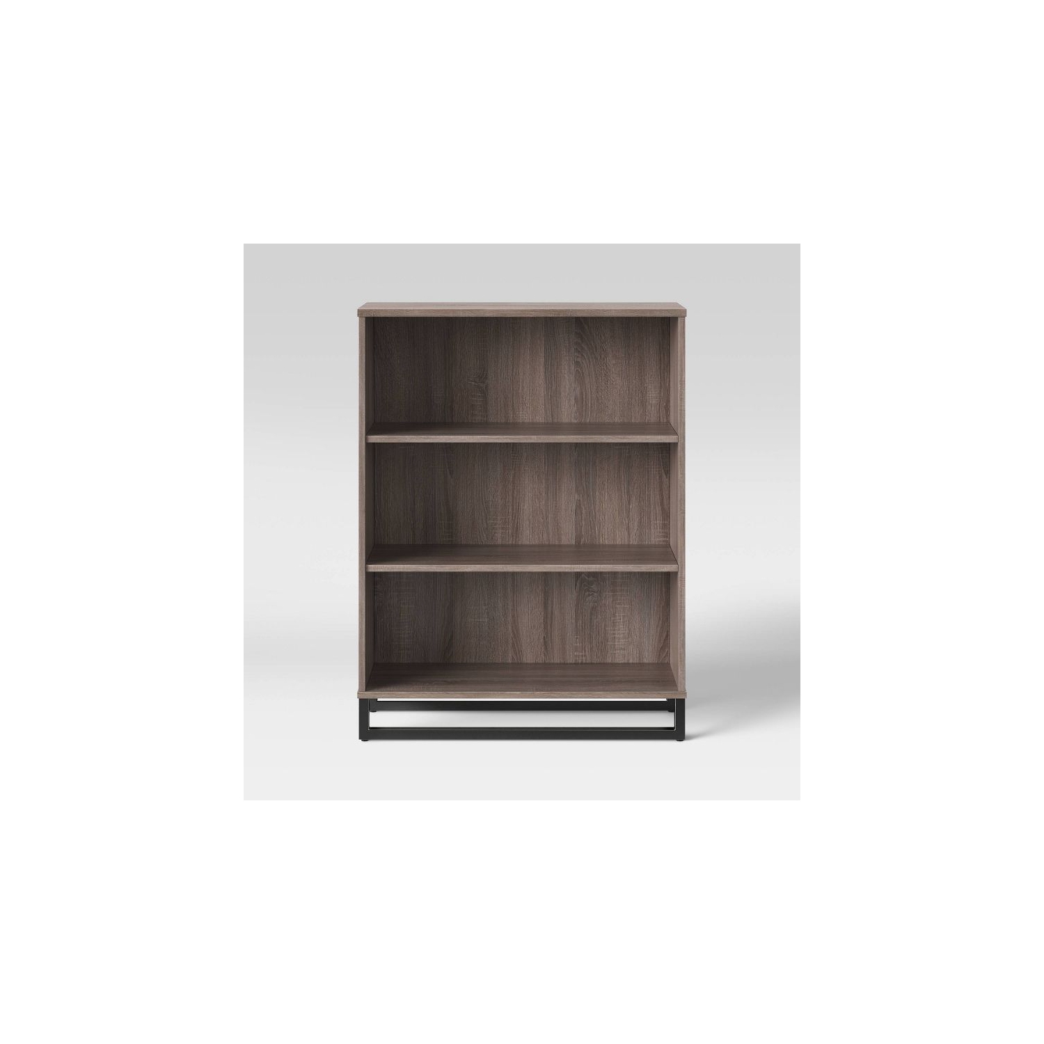 Mixed Material 3 Shelf Bookcase - Gray