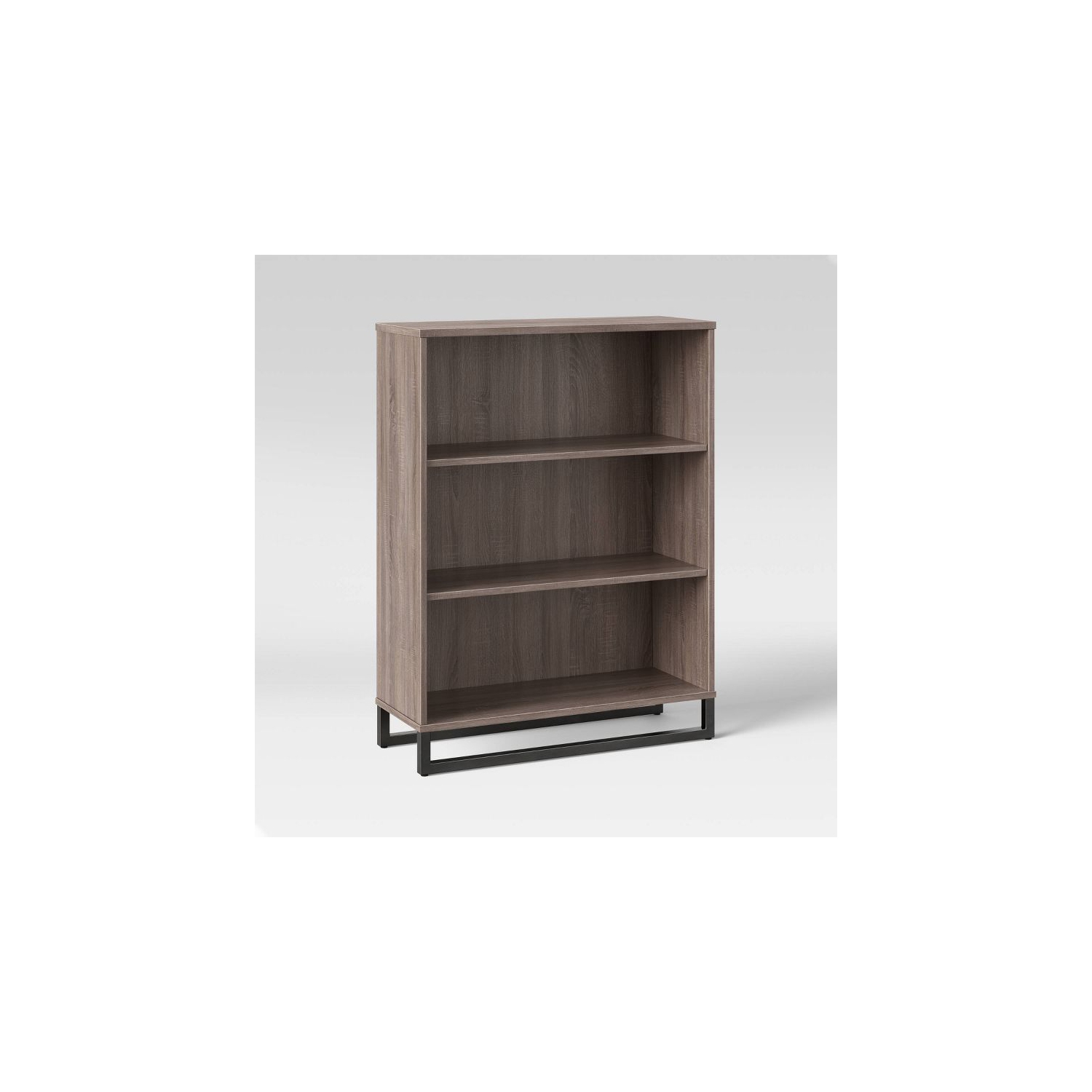 Mixed Material 3 Shelf Bookcase - Gray
