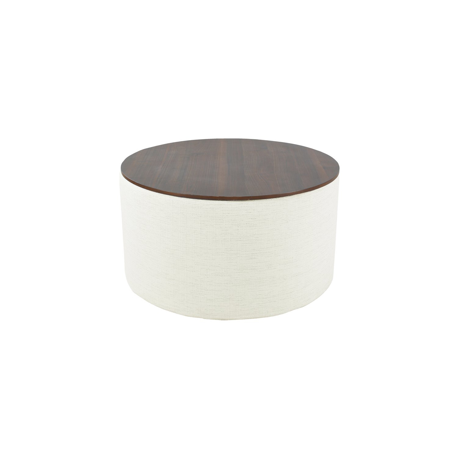 HomePop – Pouf de rangement moderne en tissu avec dessus en bois crème