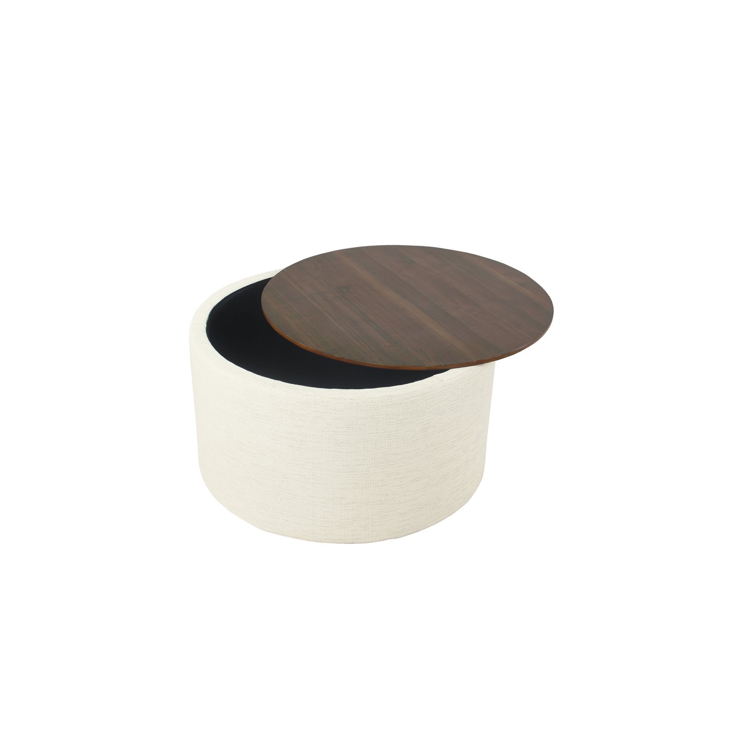 HomePop – Pouf de rangement moderne en tissu avec dessus en bois crème