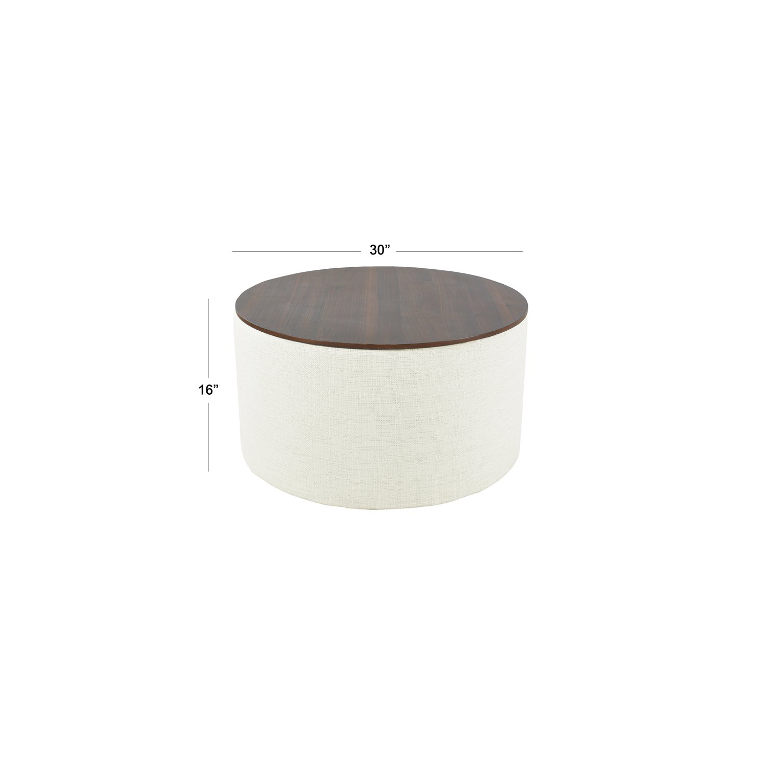 HomePop – Pouf de rangement moderne en tissu avec dessus en bois crème