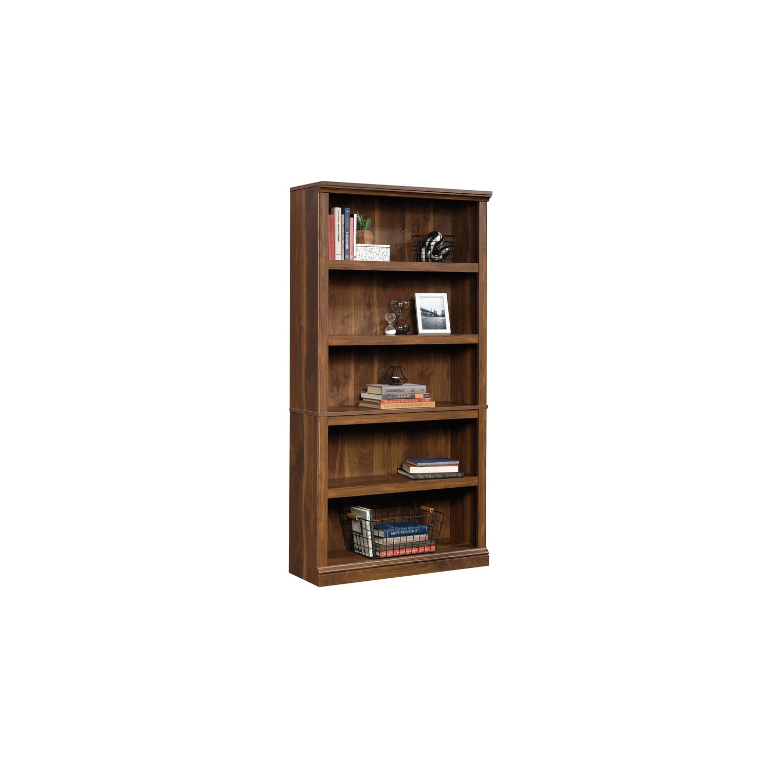 Sauder Misc Modern Storage 5-Shelf Tall Wood Bookcase in Brown
