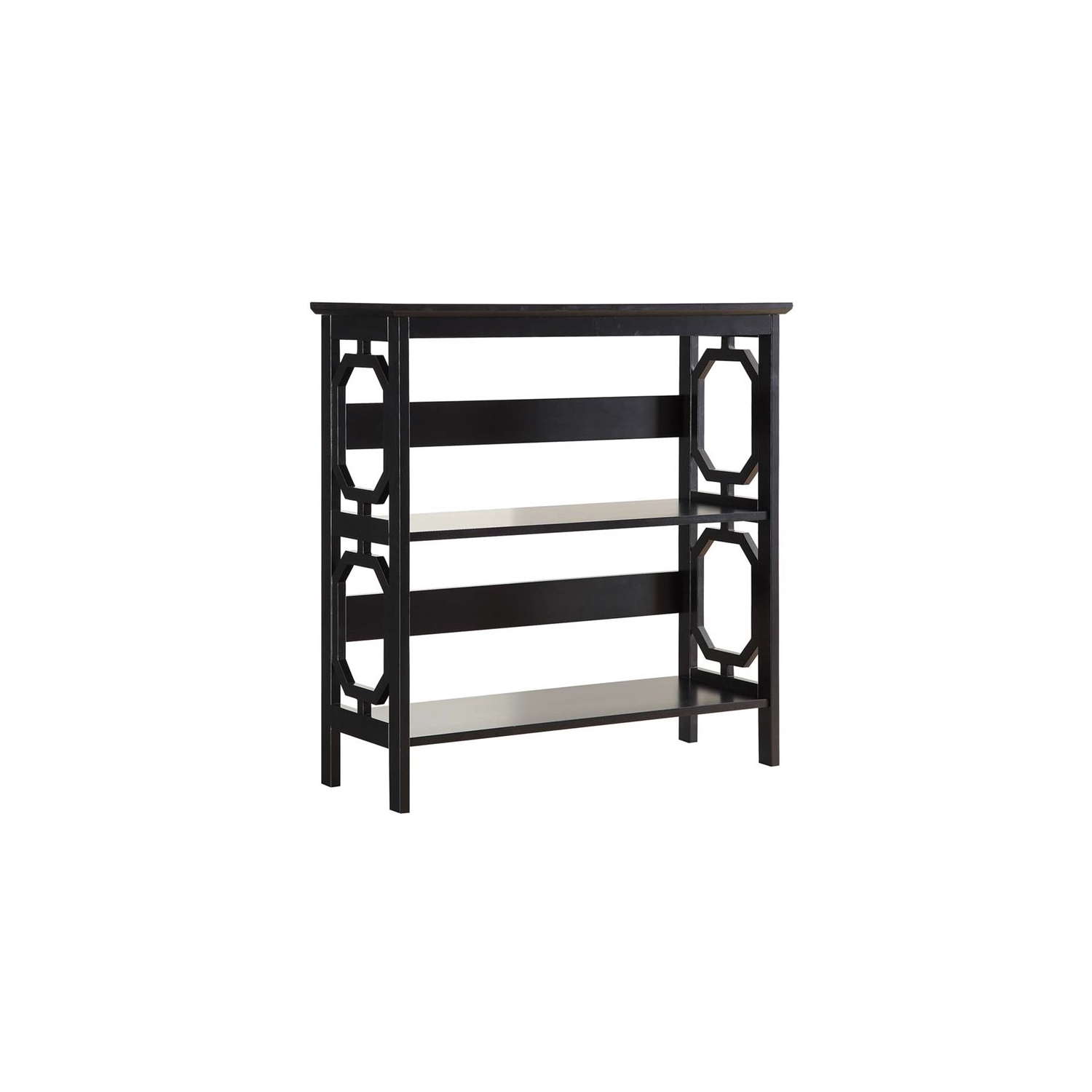 Pemberly Row Two-Shelf Bookcase in Black Wood Finish