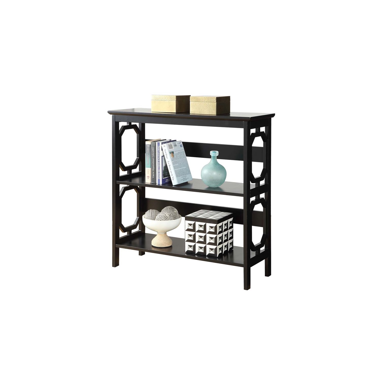Pemberly Row Two-Shelf Bookcase in Black Wood Finish