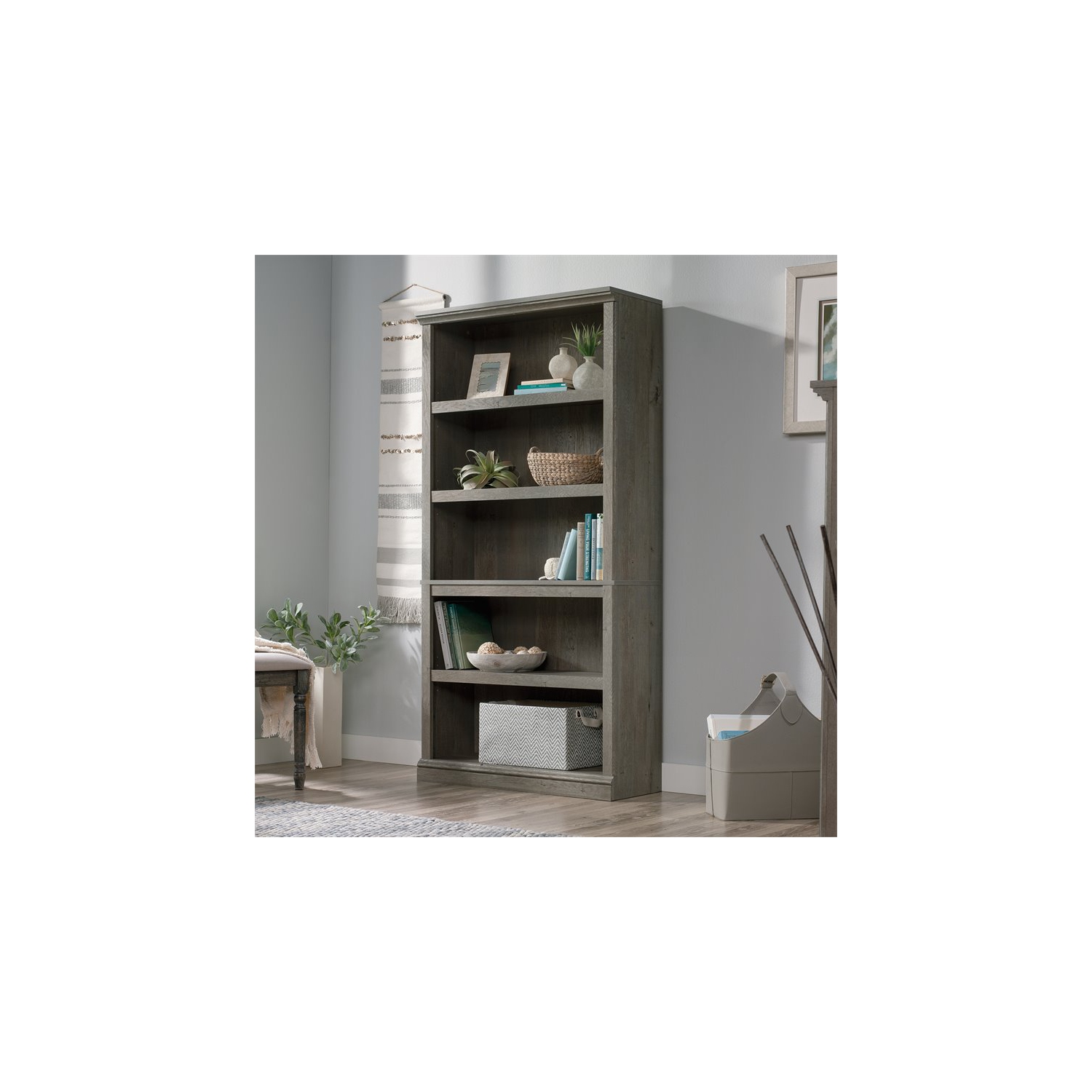 Sauder – grande bibliothèque en bois à 5 tablettes, chêne mystique