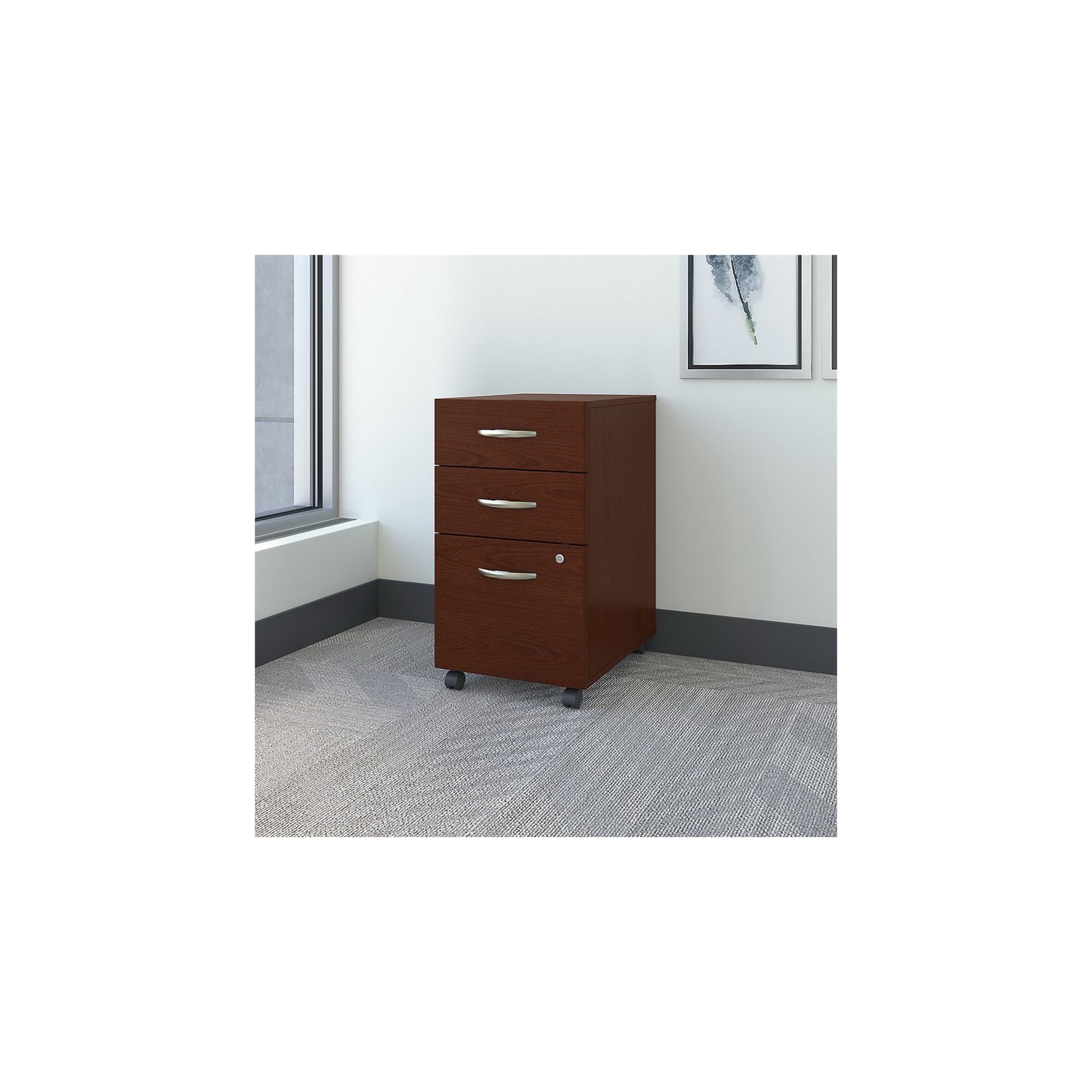 Classeur mobile à 3 tiroirs Scranton & Co, acajou