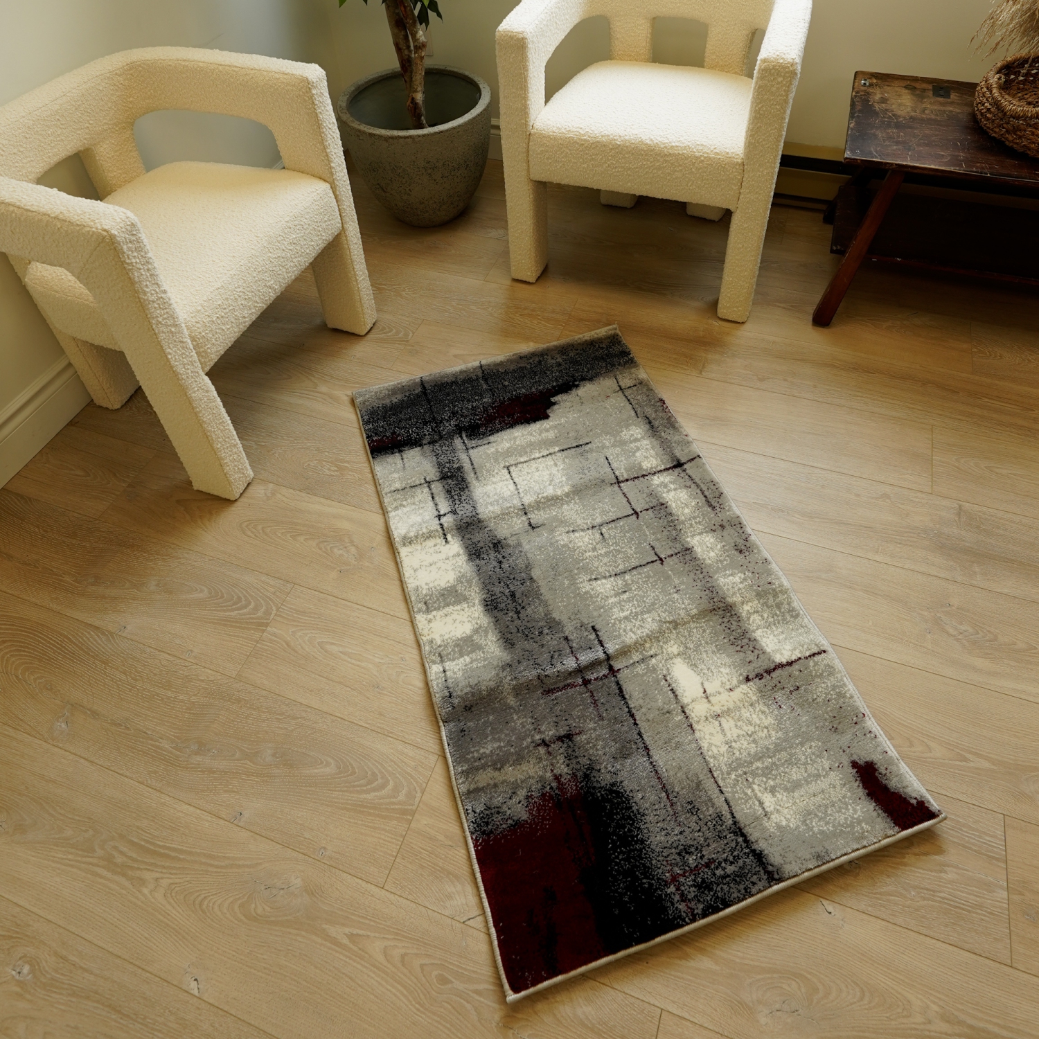 Rug Branch Kyma Contemporary Abstract Grey/Red Indoor Area Rug
