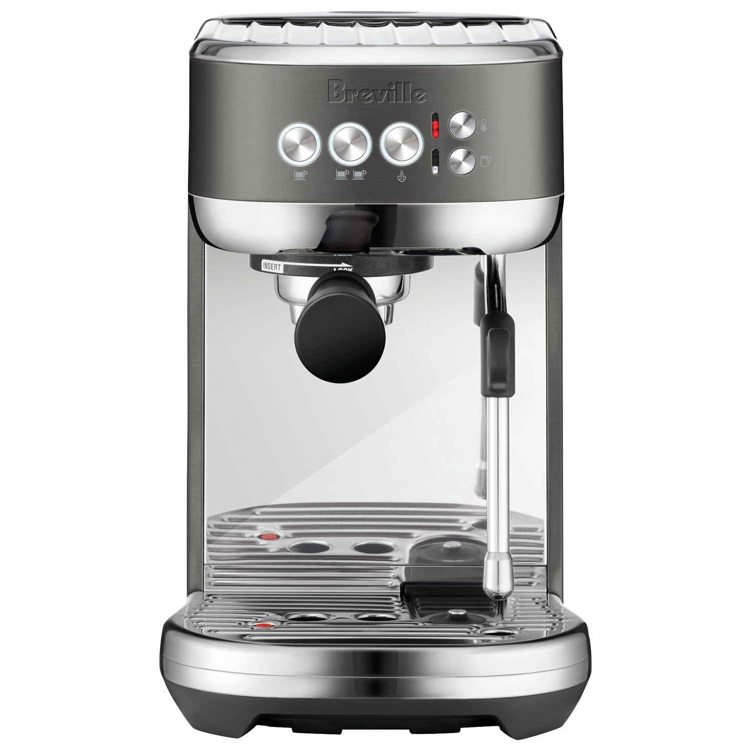 Refurbished (Good) - Breville Bambino Plus Automatic Espresso Machine - Black Stainless Steel - Remanufactured by Breville