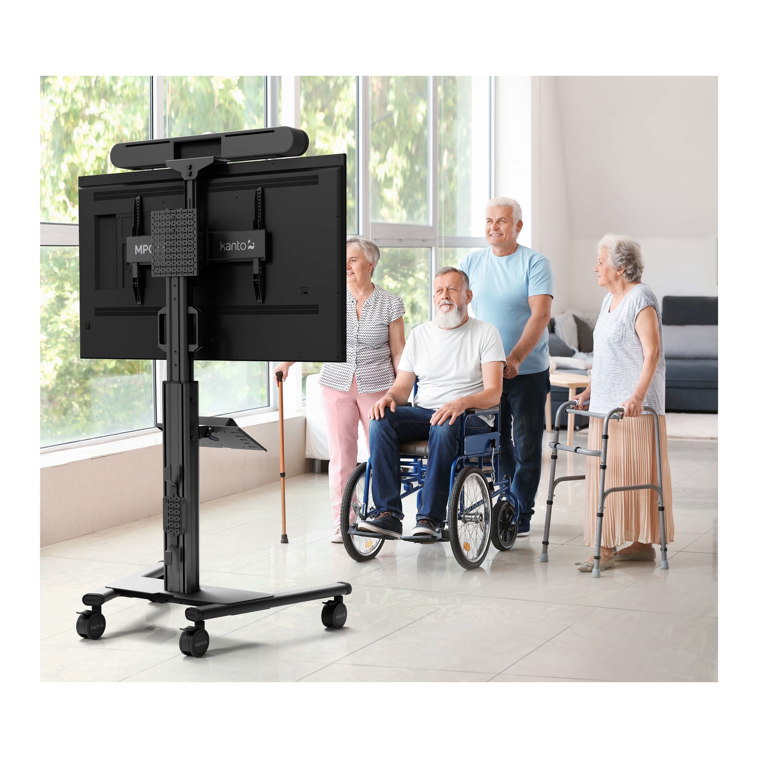 Kanto MPC77 Chariot audiovisuel roulant pour écrans de 37 à 77 po - Compatible avec les dispositifs de vidéoconférence