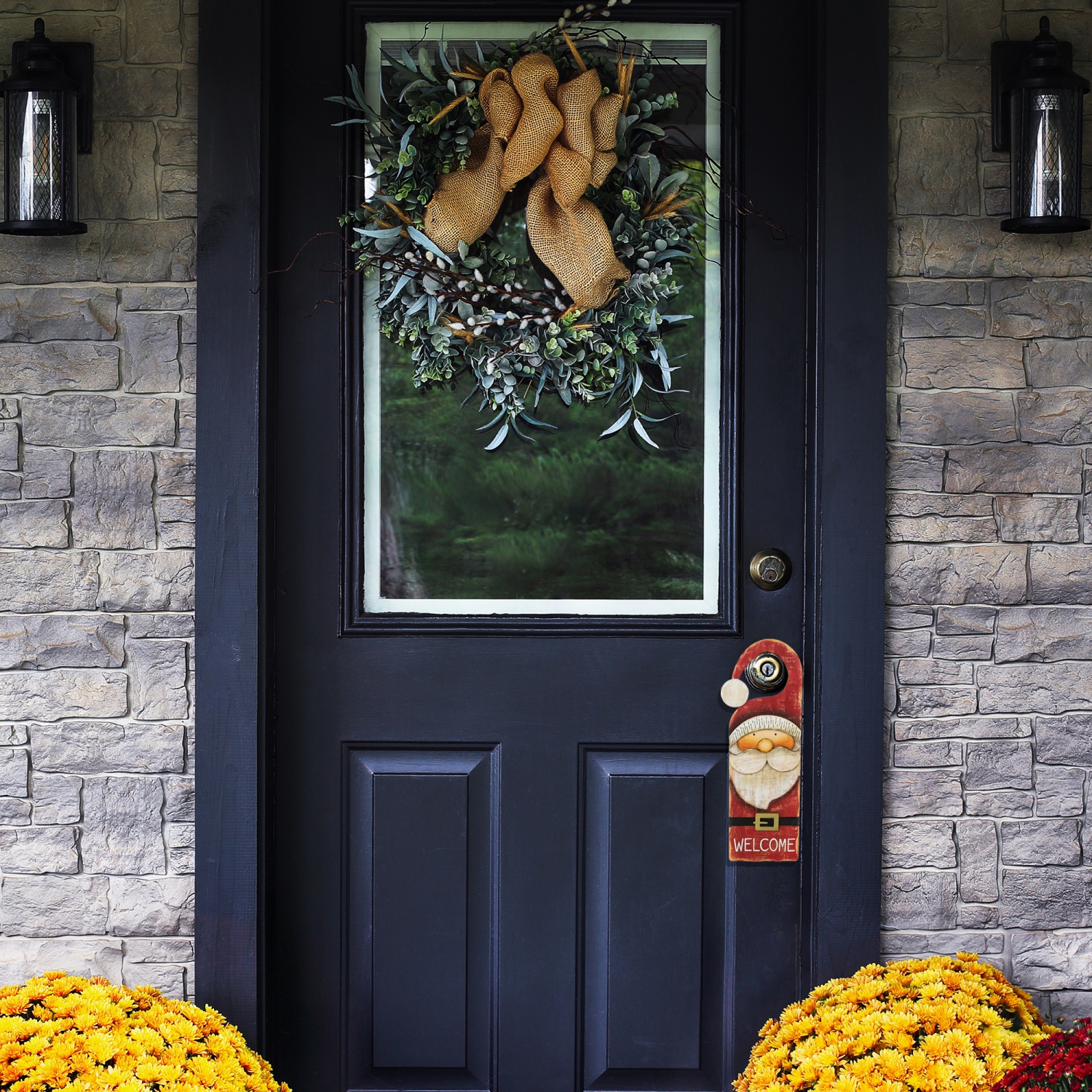 14" Santa Claus "Welcome" Christmas Door Knob Hanger