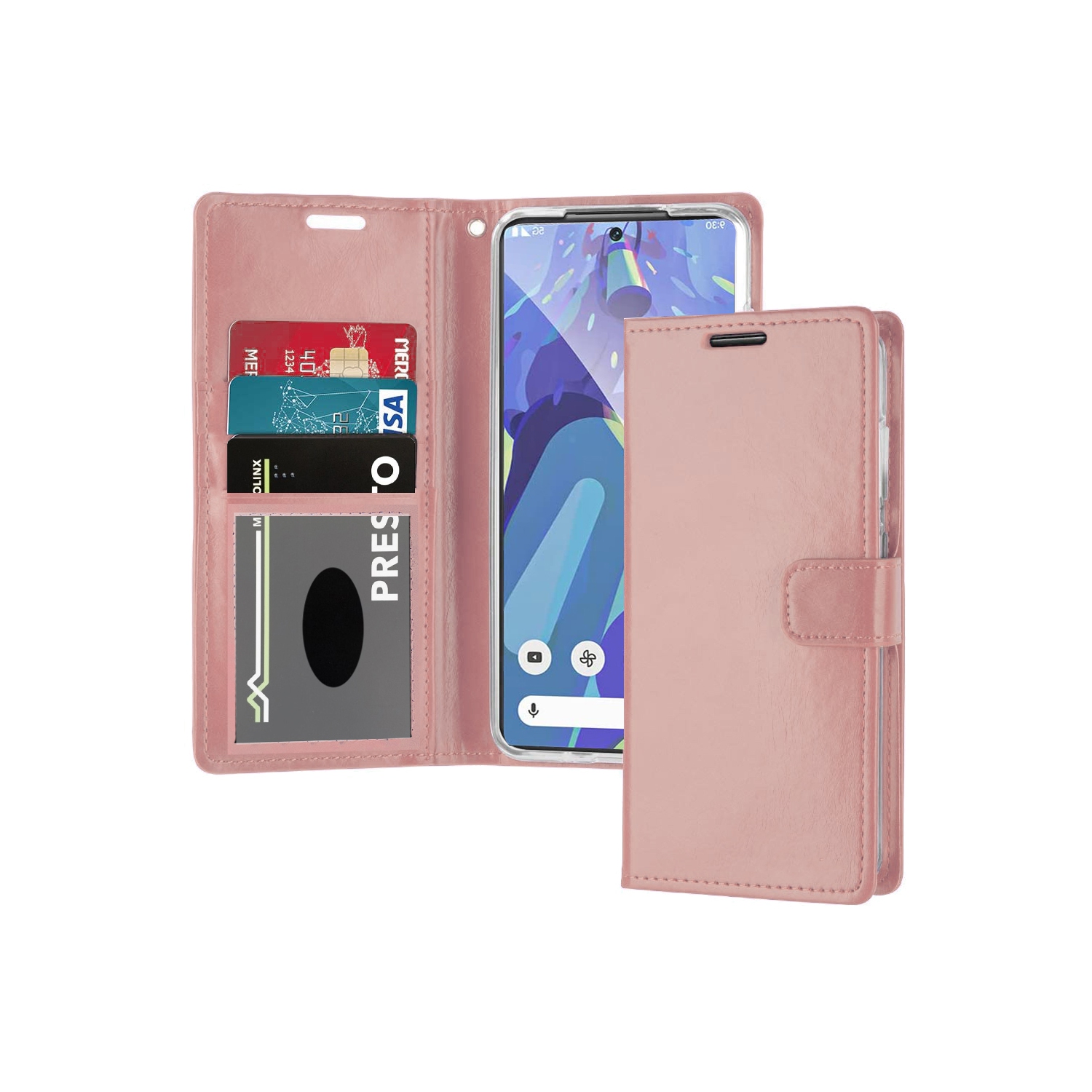 XCRS PU Leather Folio Premium Wallet for Google Pixel 7 Pro, Pouch Case with Magnetic Card Slot, 360° Protection & Multi-Angle Kickstand Mobile Case