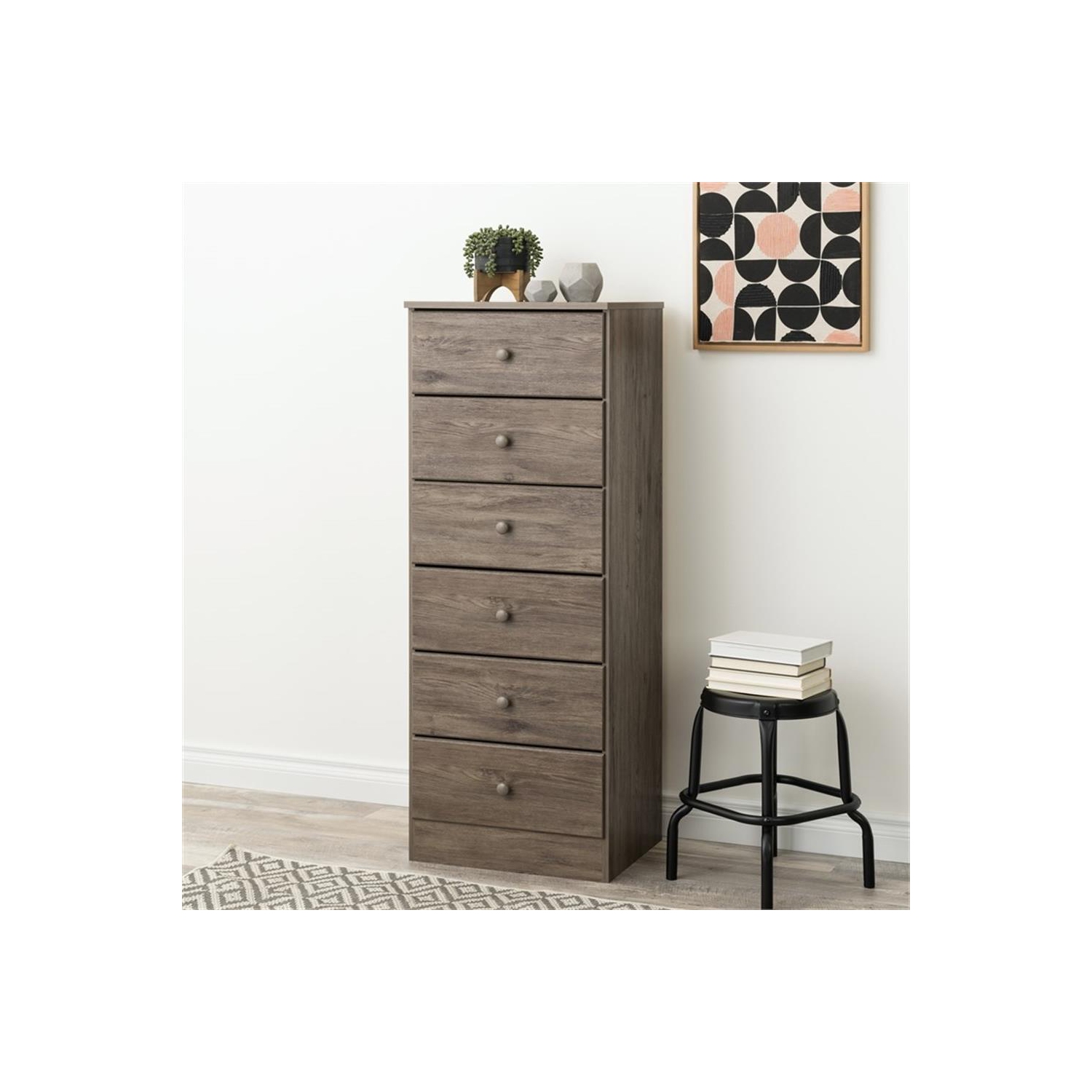 Grande commode à 6 tiroirs Astrid - Gris vieilli