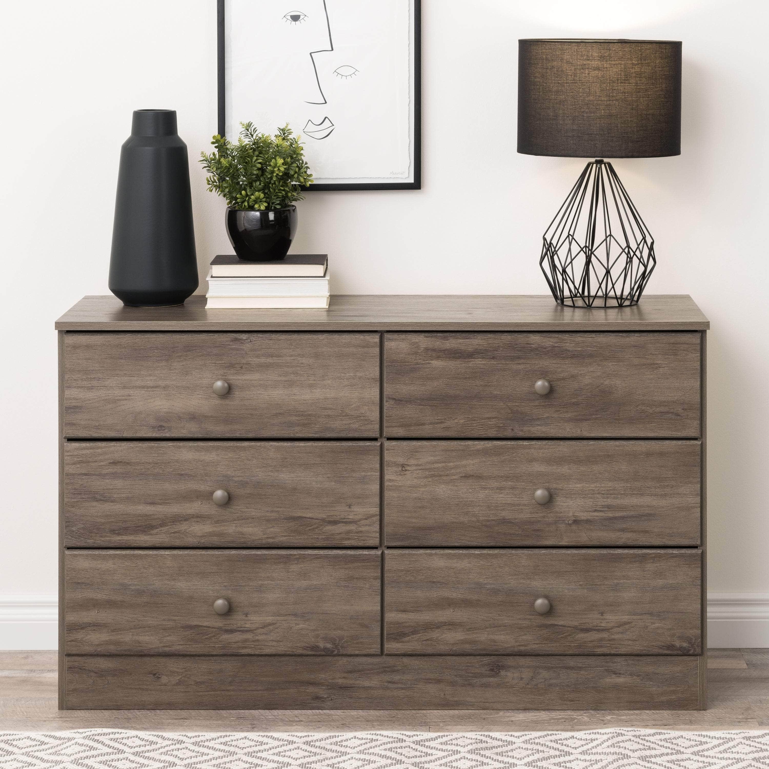 Astrid 6-Drawer Dresser - Drifted Grey