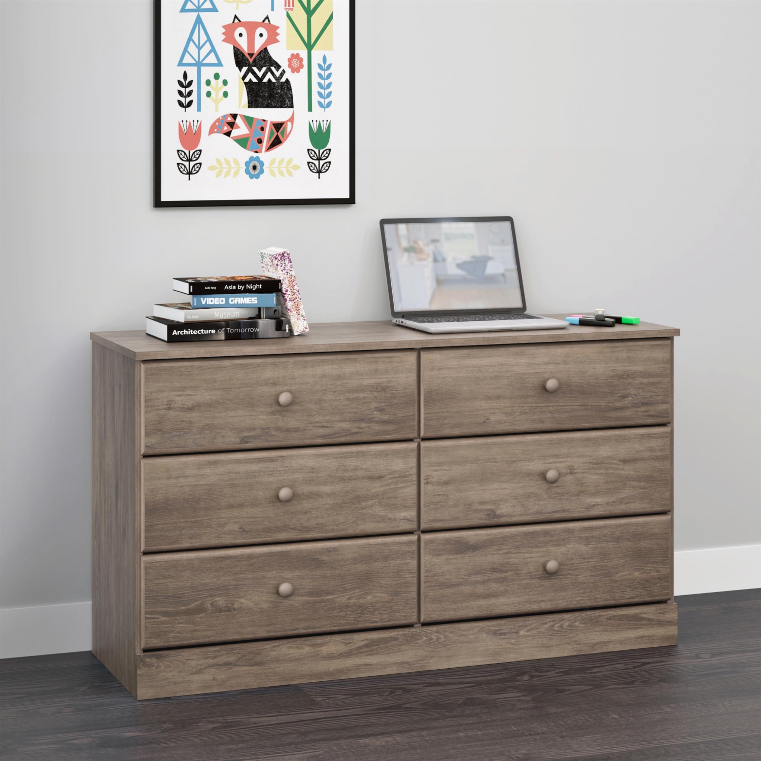 Astrid 6-Drawer Dresser - Drifted Grey