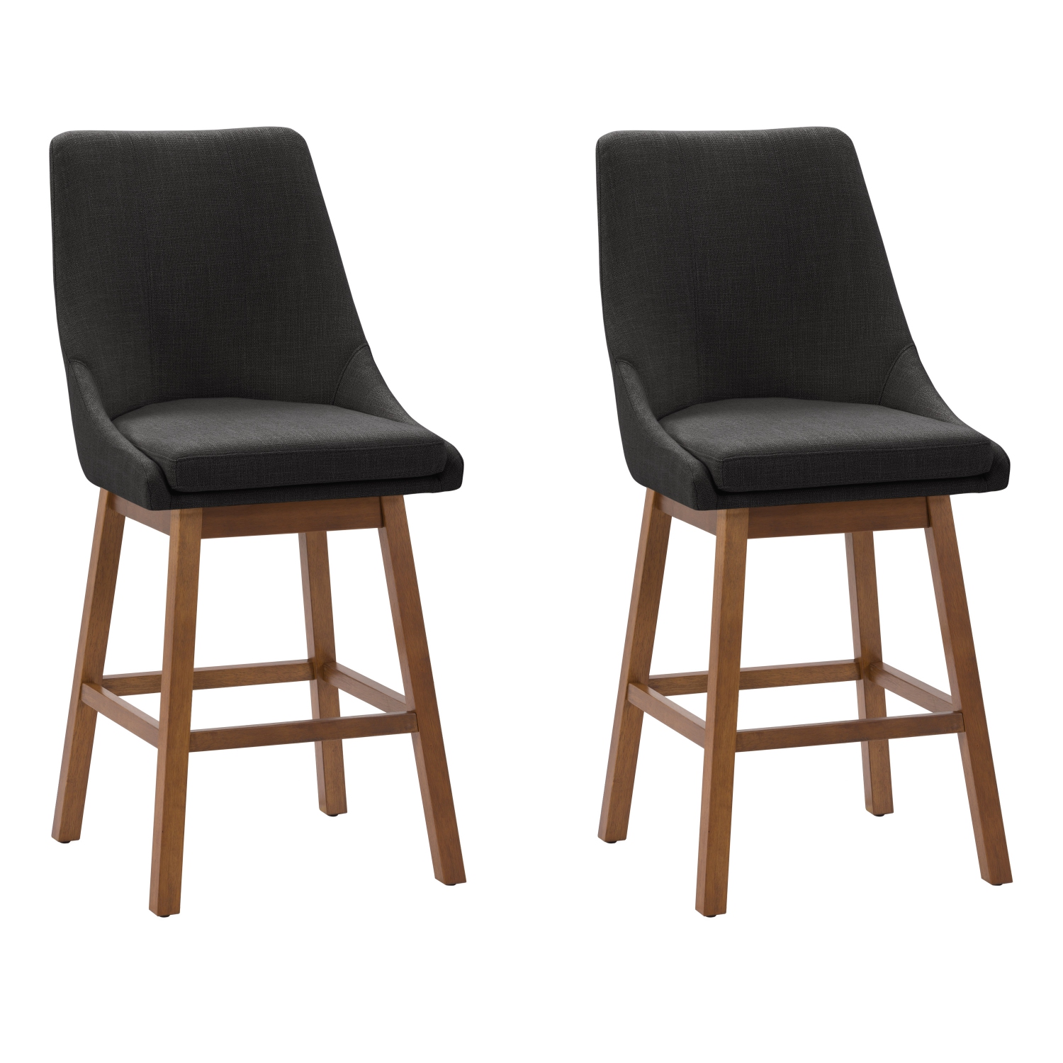 CorLiving DBT-202-B Boston Counter Height Formed Back Fabric Barstool, Dark Grey, Set of 2