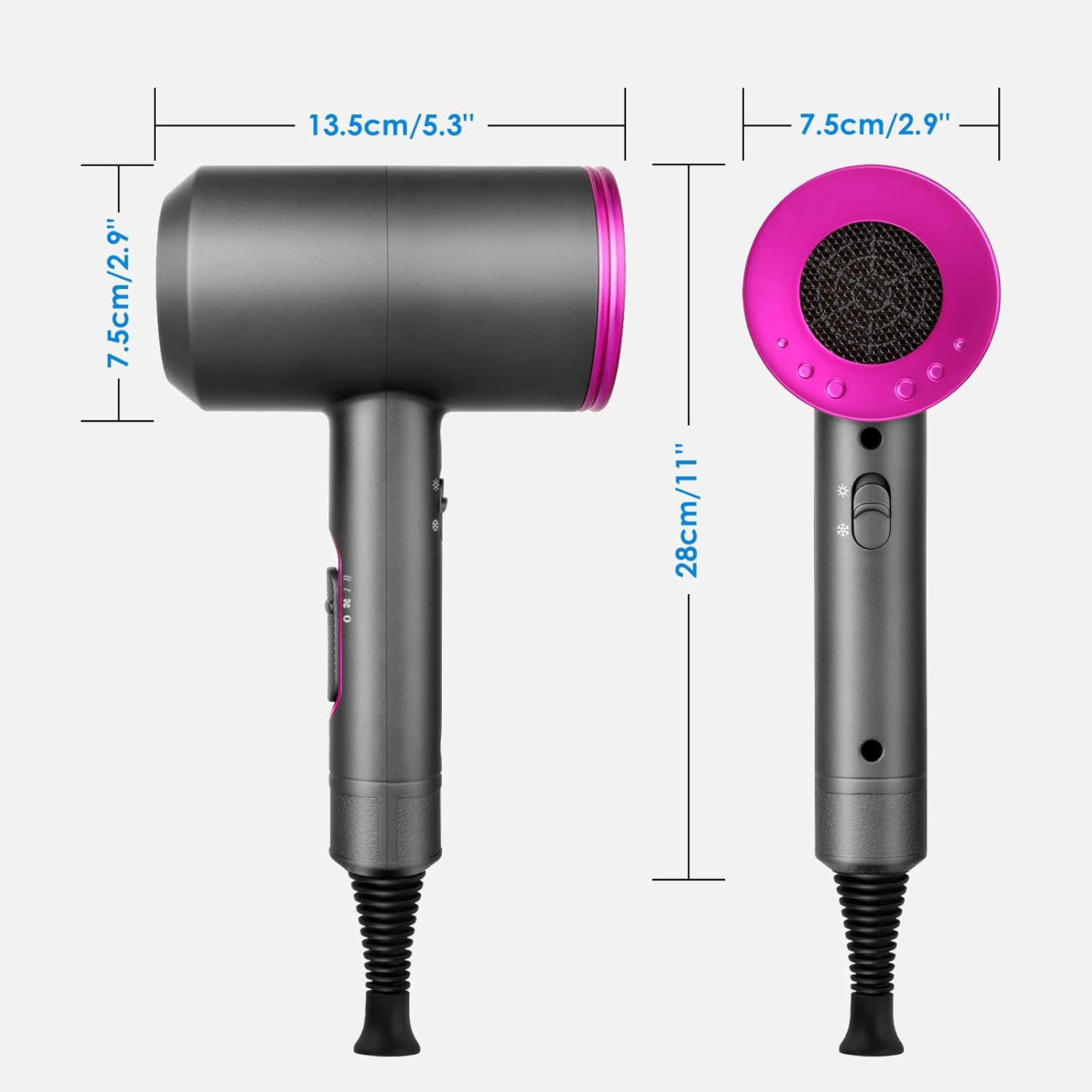 Water Ionic Sèche-cheveux 1800W Sèche-cheveux avec buse magnétique