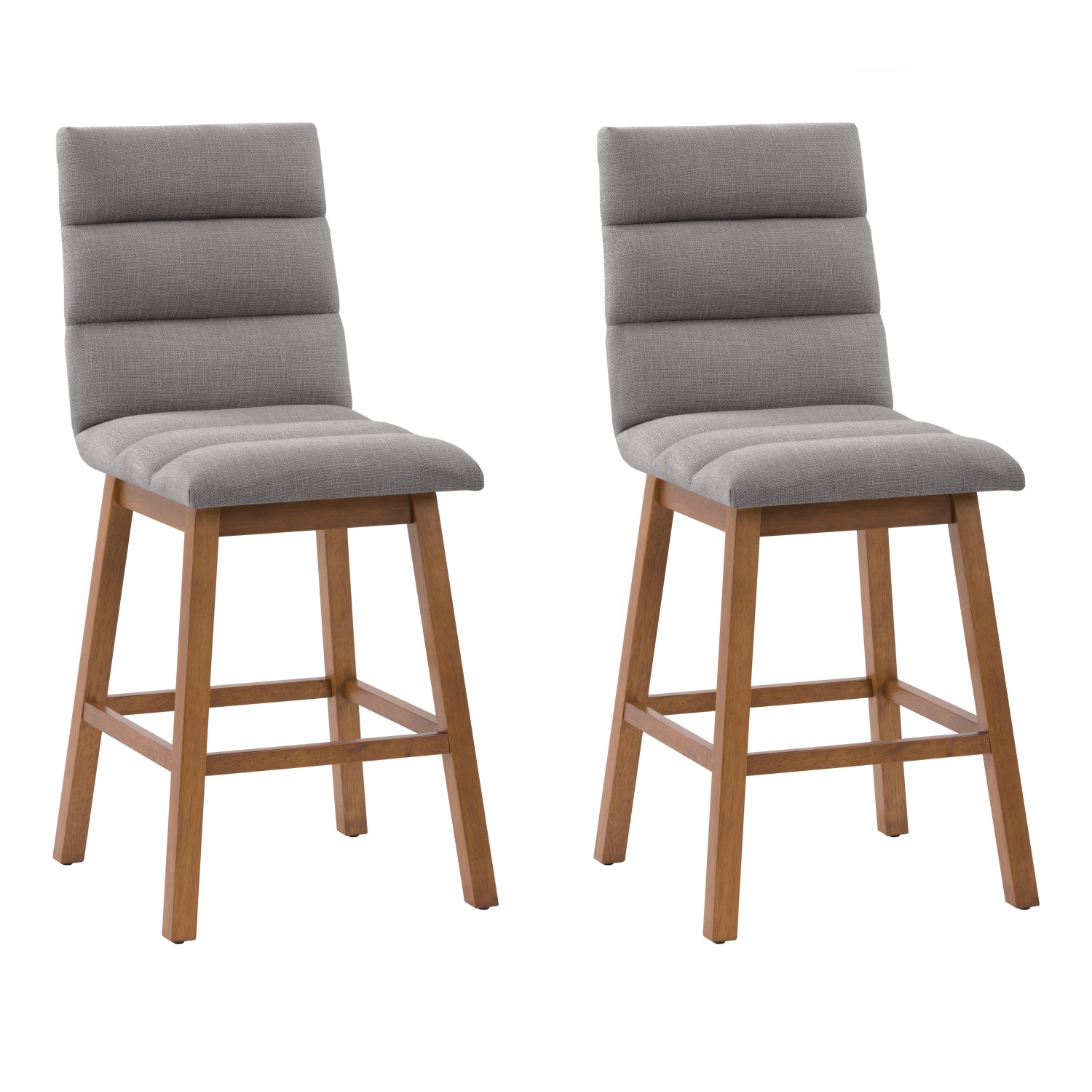 CorLiving DBT-304-B Boston Counter Height Channel Tufted Fabric Barstool, Light Grey, Set of 2