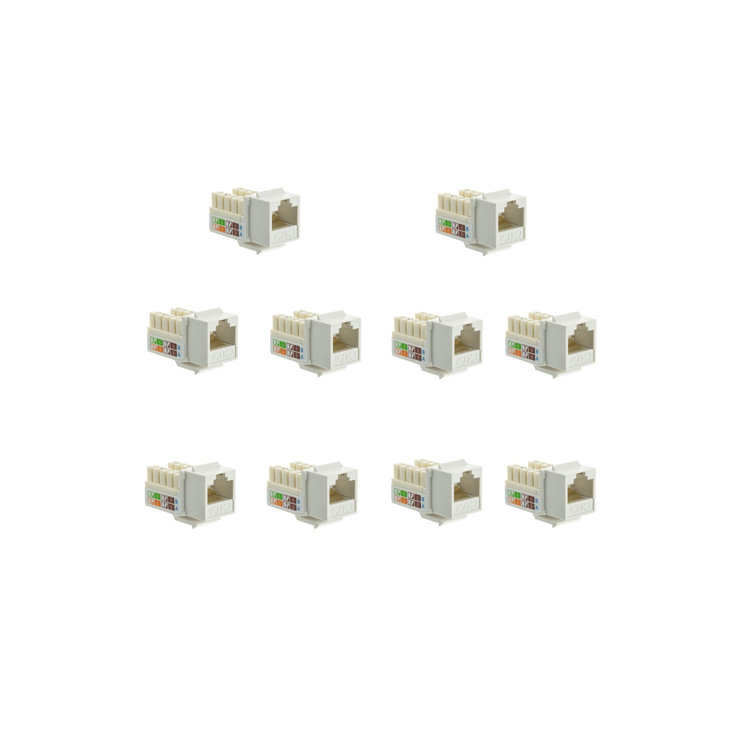 axGear Keystone Jack Cat 6 Réseau Ethernet 110 Punchdown 8P8C Cat6 Blanc 10 PCS