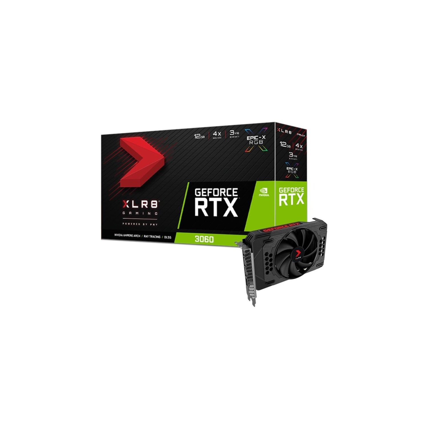 PNY GeForce RTX 3060 12GB XLR8 Gaming REVEL EPIC-X RGB Single Fan Graphic Card 12 GB