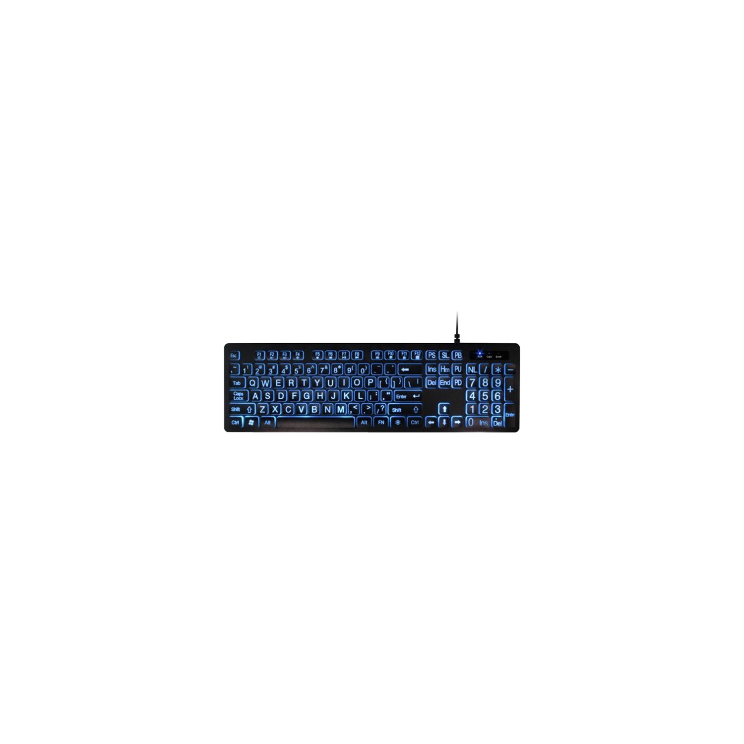 Aluratek AKBLED01FS Large Print Tri-color LED Backlight Illuminated Keyboard