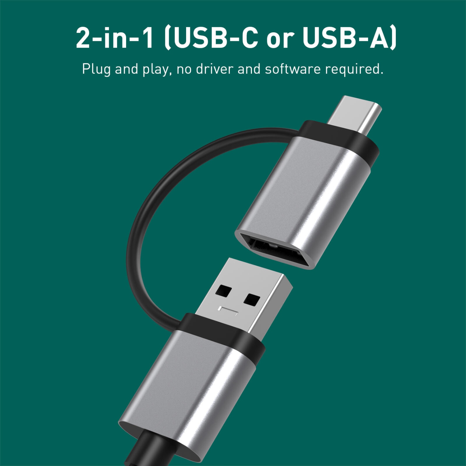 2-in-1 USB-C/USB-A to USB Adapter 4-Port USB 3.0 High Speed Portable Hub USB Hubs - PrimeCables