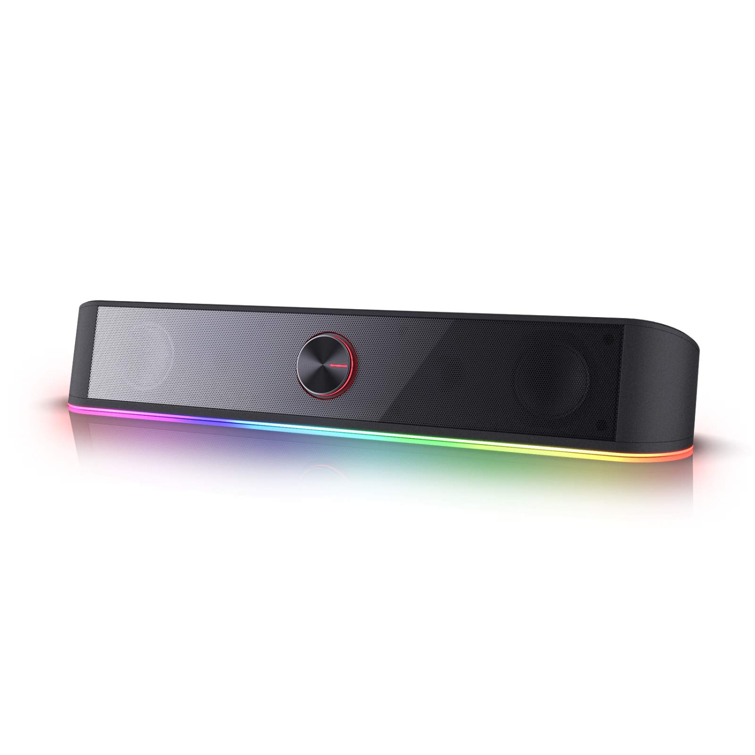 Redragon GS560 Adiemus RGB Desktop Soundbar, 2.0 Channel Computer Speaker with Dynamic Lighting Bar Audio-Light Sync/Display, Touch-Control Backlit with Volume Knob, USB Powered