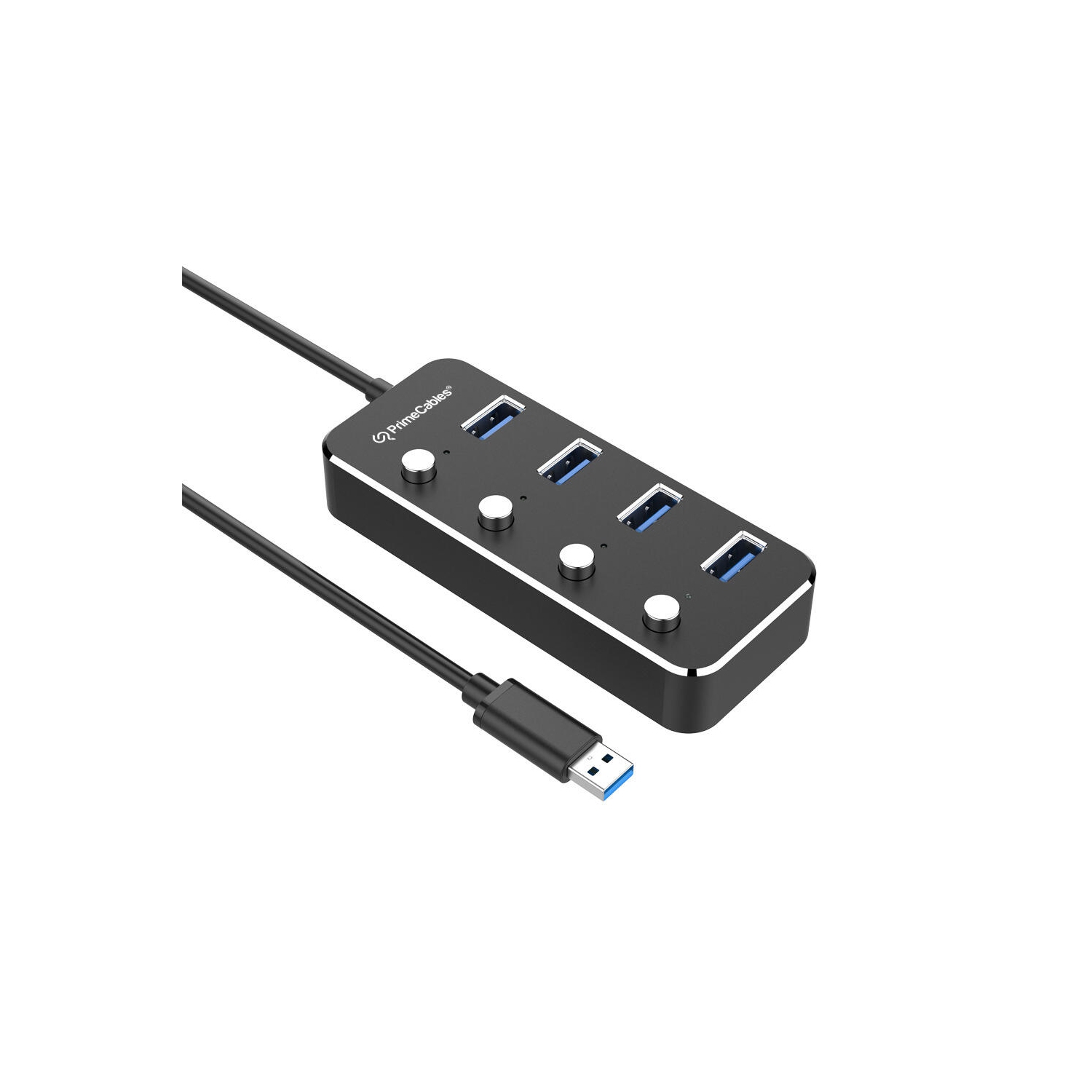 Concentrateur USB 3.0, adaptateur 4 ports USB 3.0 Type A avec interrupteurs d'alimentation LED individuels, 4 pieds - PrimeCables