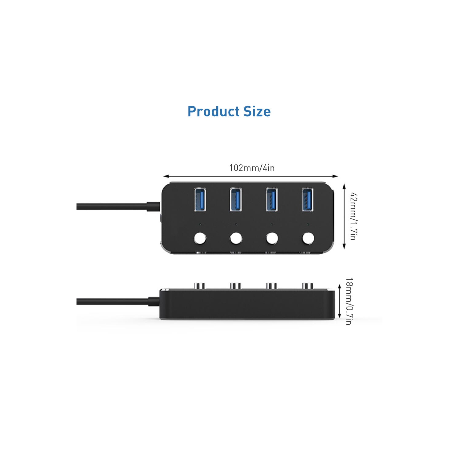 Concentrateur USB 3.0, adaptateur 4 ports USB 3.0 Type A avec interrupteurs d'alimentation LED individuels, 4 pieds - PrimeCables